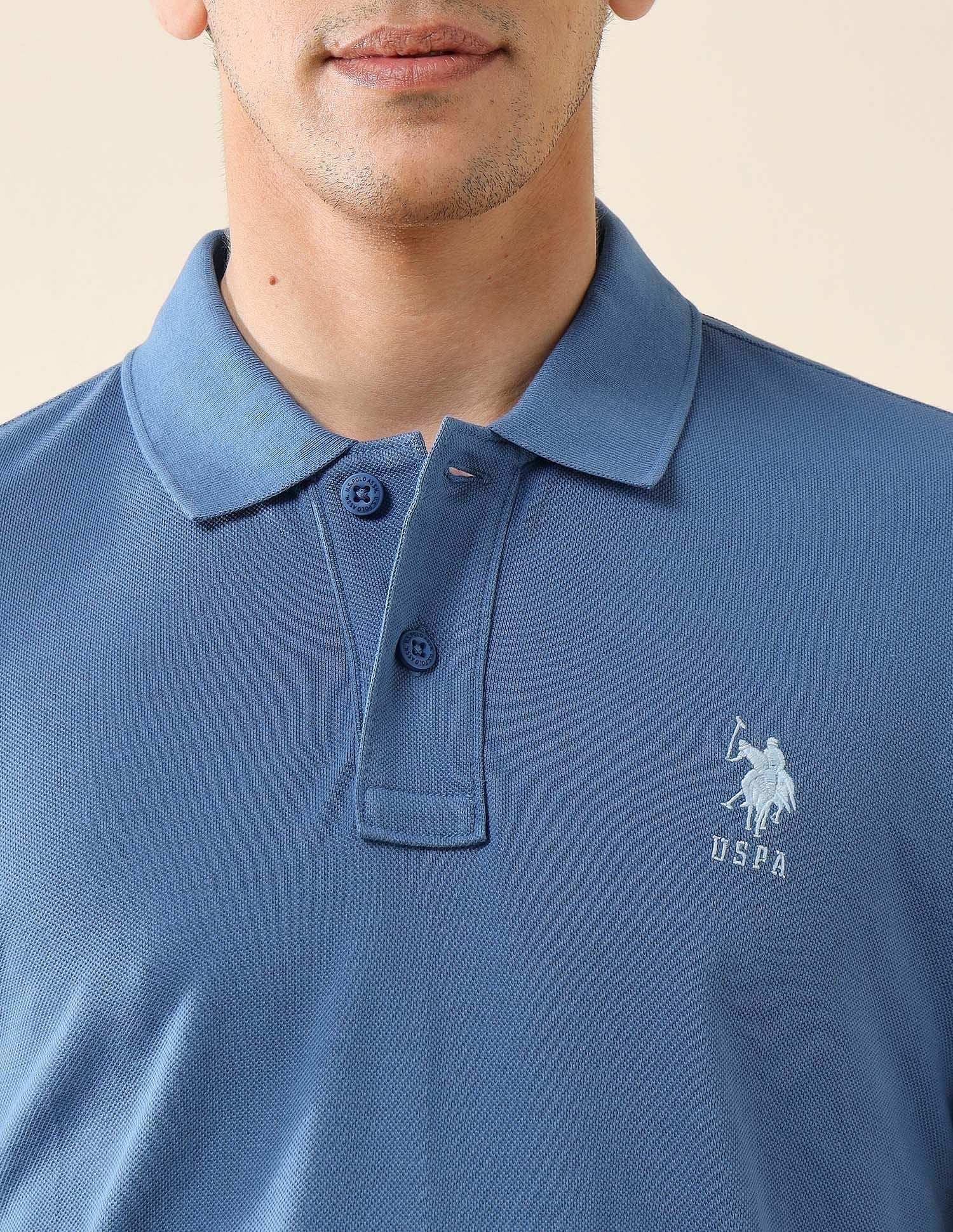Pure Cotton Slim Fit Polo Shirt Blue - U.S. Polo Assn. India | Large