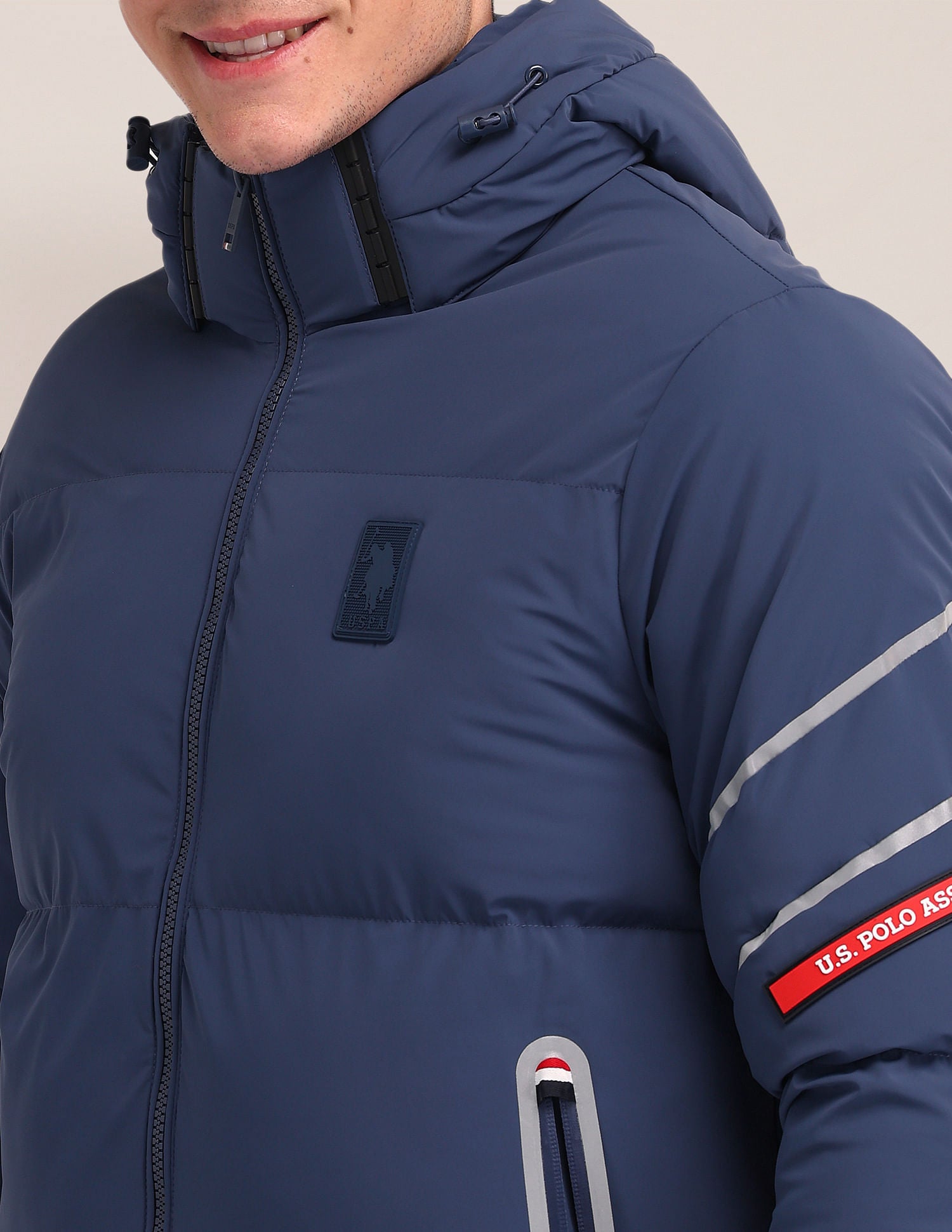 Detachable Hood Padded Jacket Blue - U.S. Polo Assn. India | Large