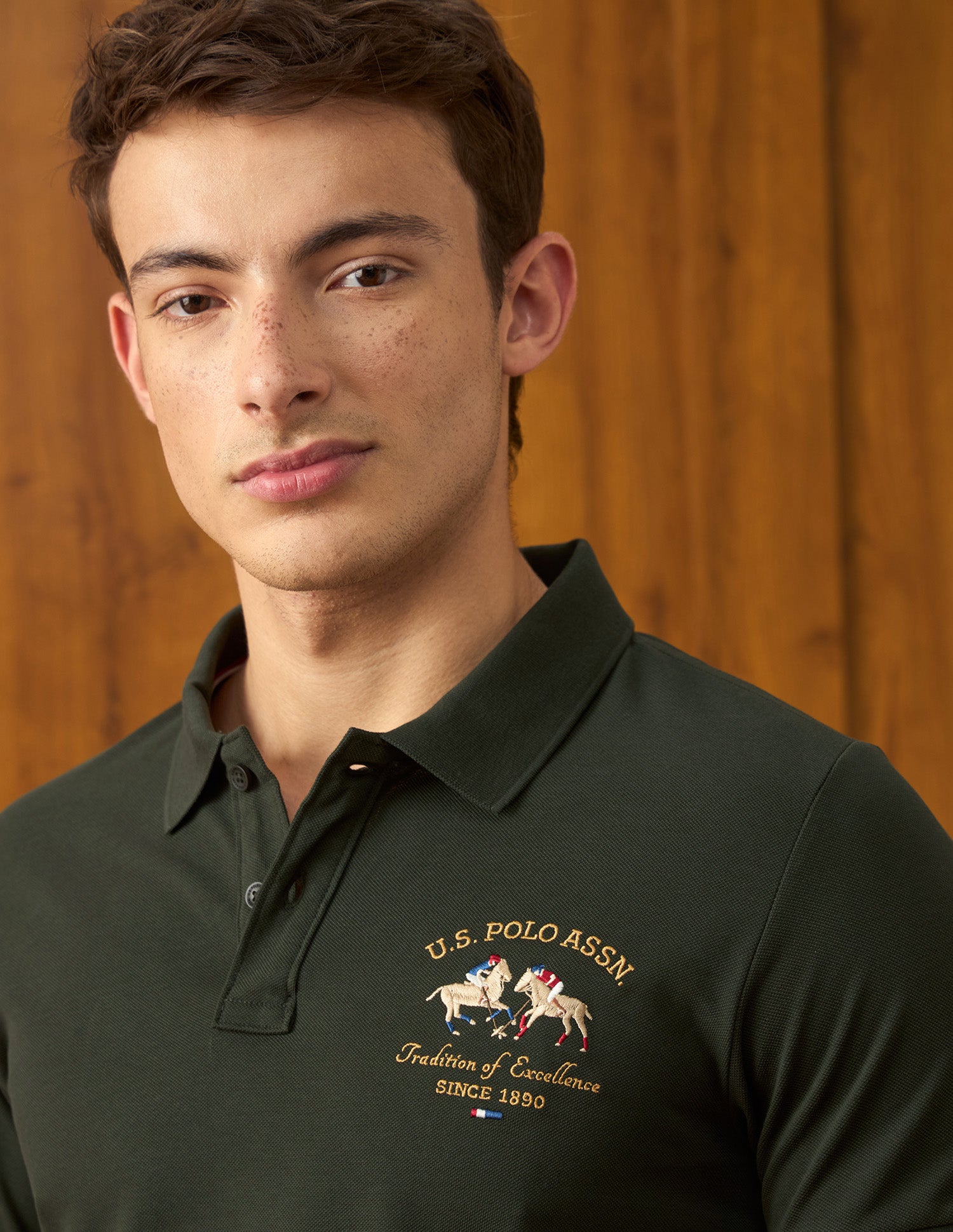 Solid Slim Fit Polo Shirt Olive - U.S. Polo Assn. India | Large