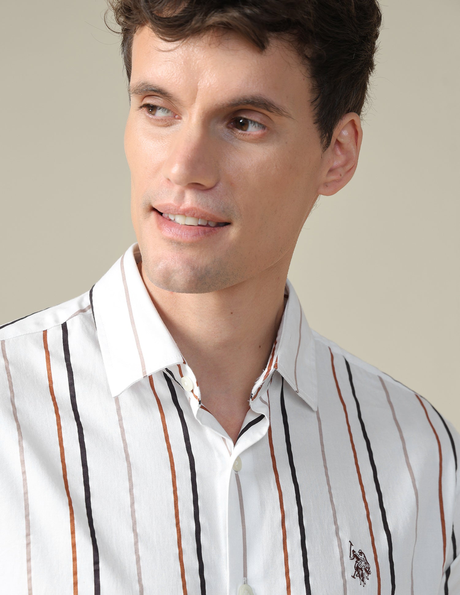 Vertical Striped Satin Shirt Rust - U.S. Polo Assn. India | Large
