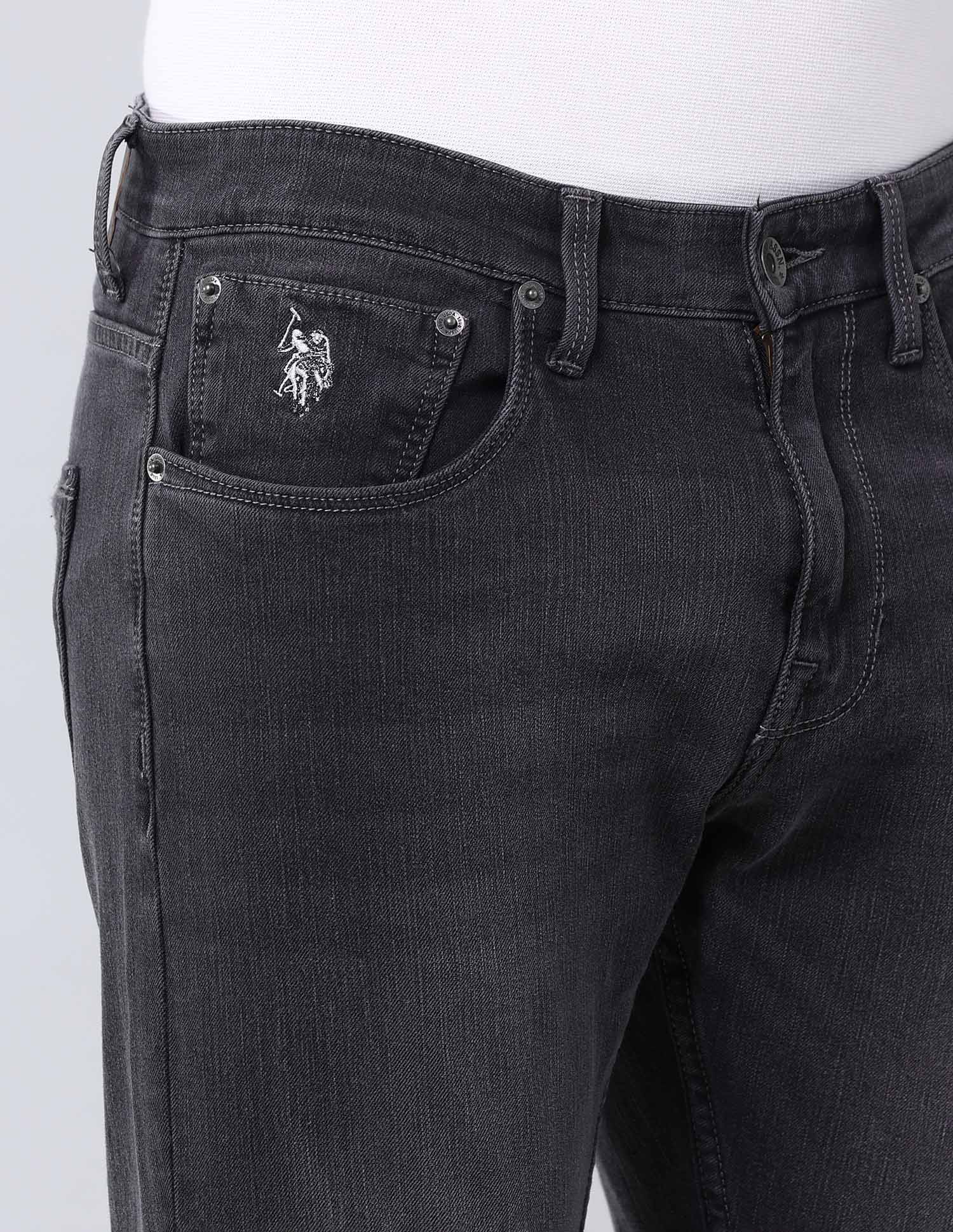 Cropped Length Henry Tapered Fit Bi Stretch Authentic Jeans Grey - U.S. Polo Assn. India | Large