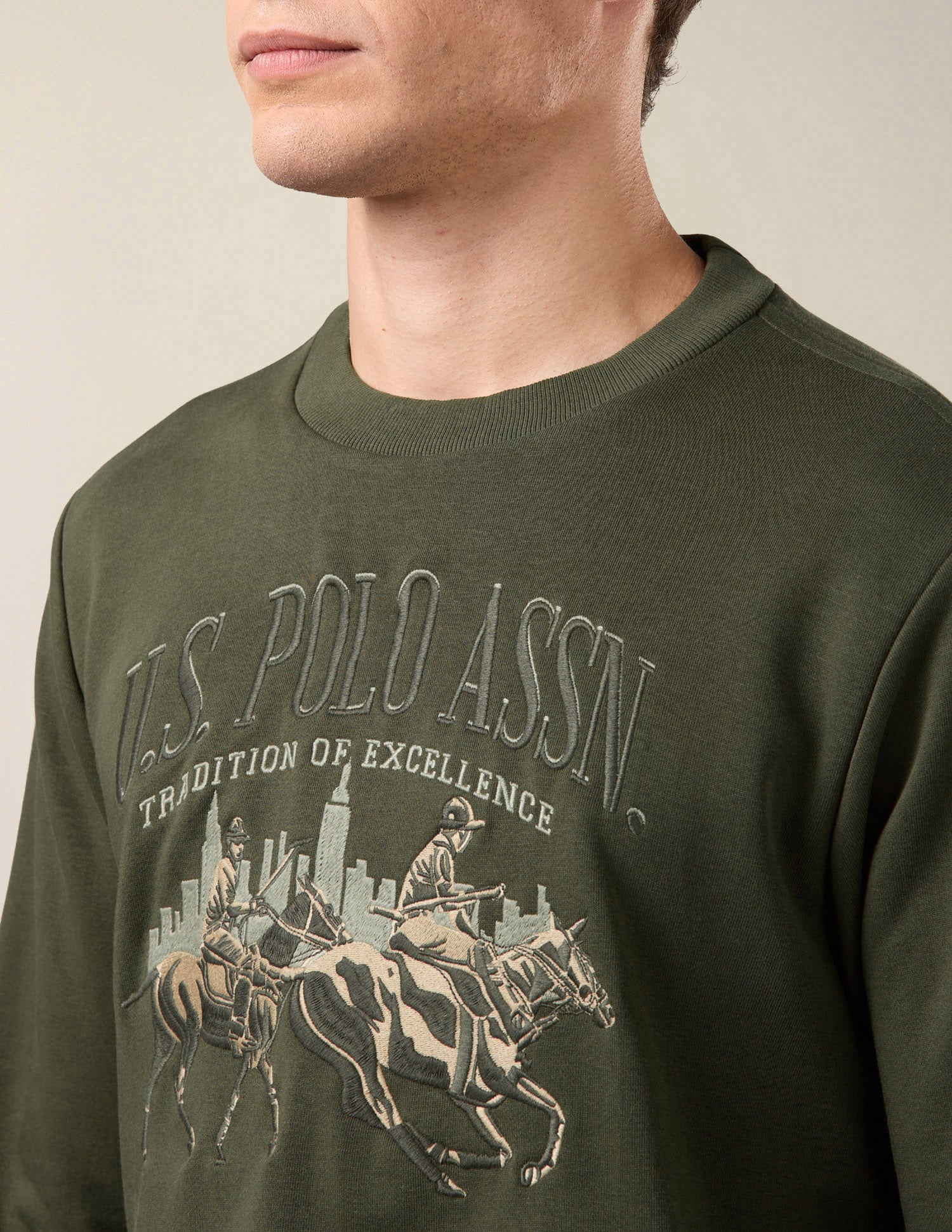 Brand Embroidered Regular Fit Sweatshirt Dark Green - U.S. Polo Assn. India | Large