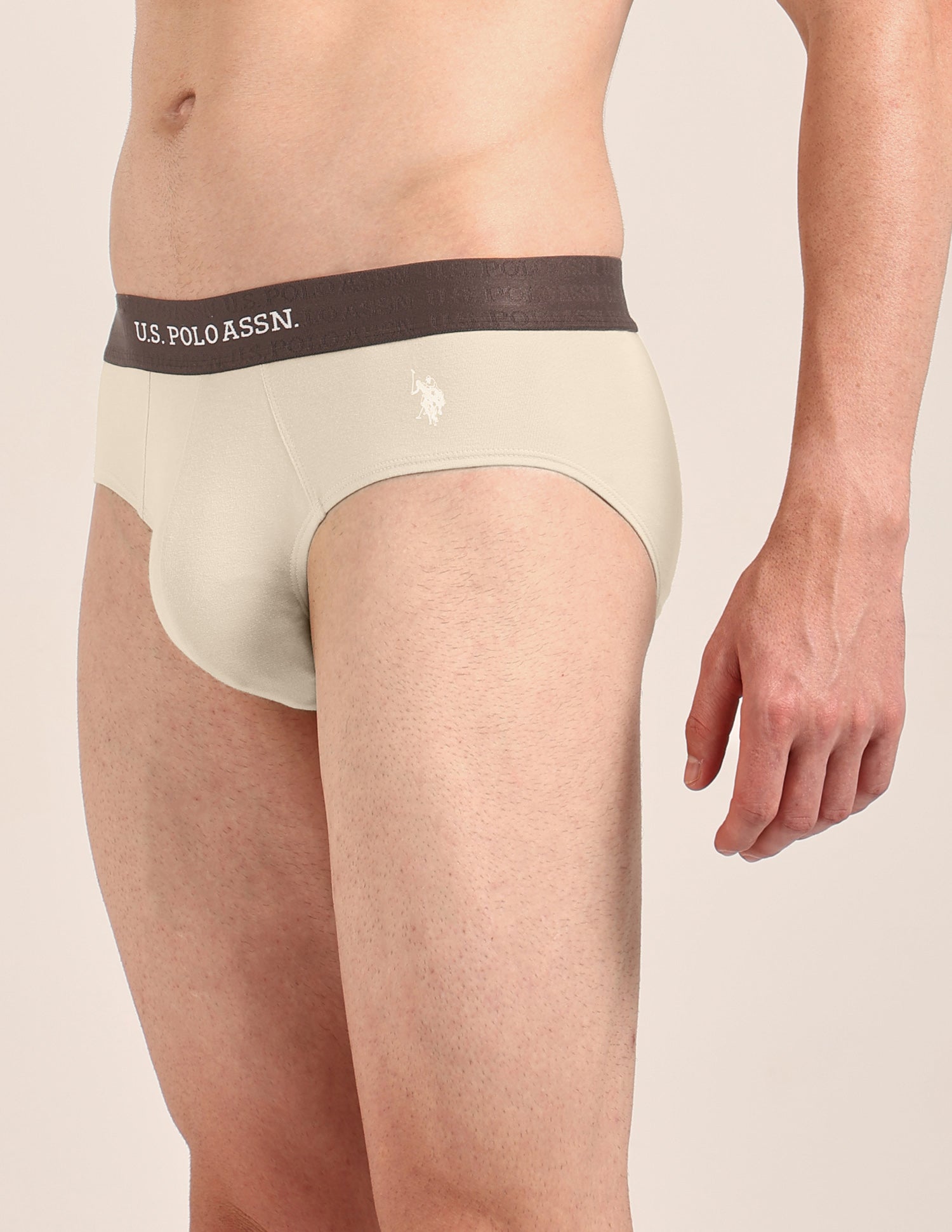 Antibacterial Dual Layered OEB21 Brief - Pack Of 2 Oatmeal /Navy - U.S. Polo Assn. India | Large
