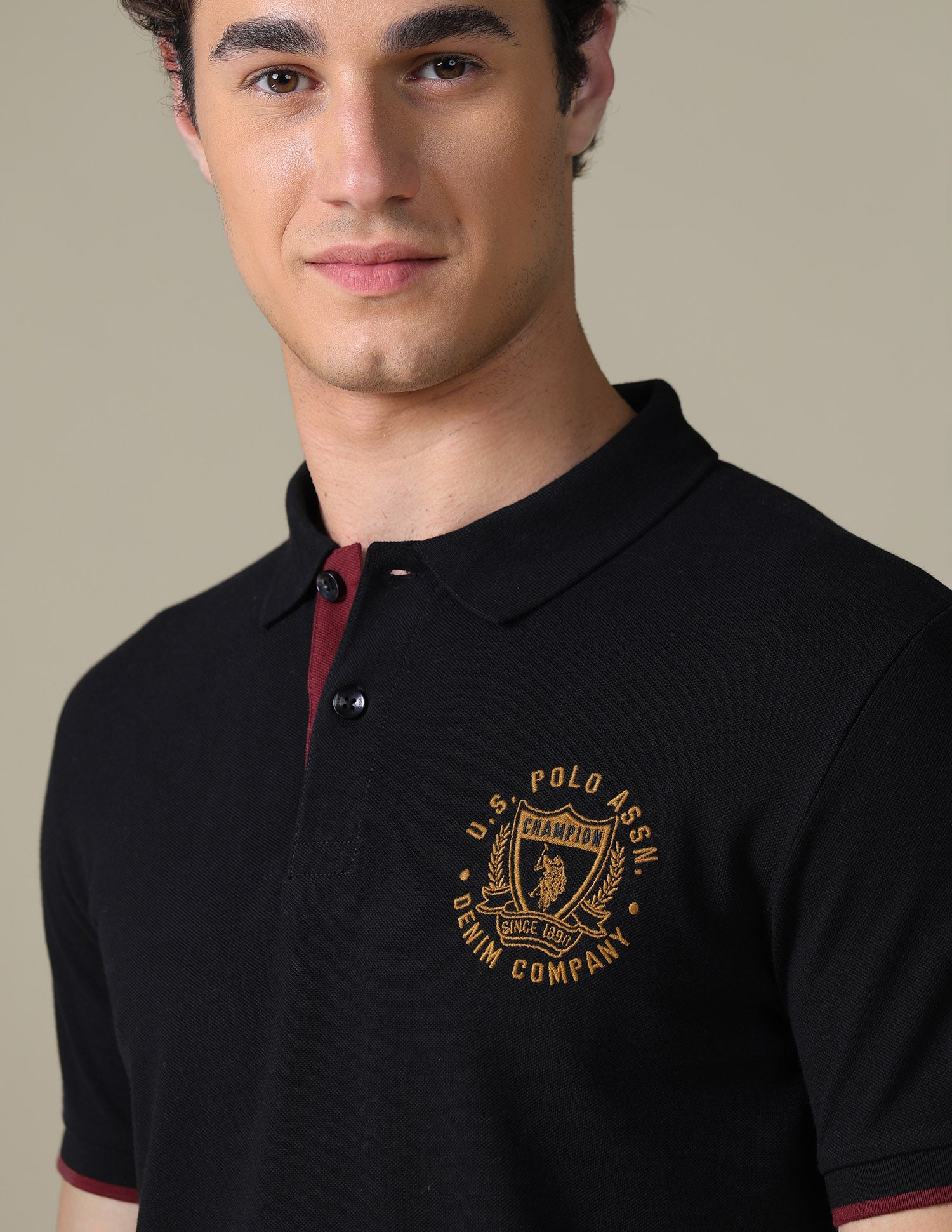 Solid Slim Fit Polo Shirt Black - U.S. Polo Assn. India | Large