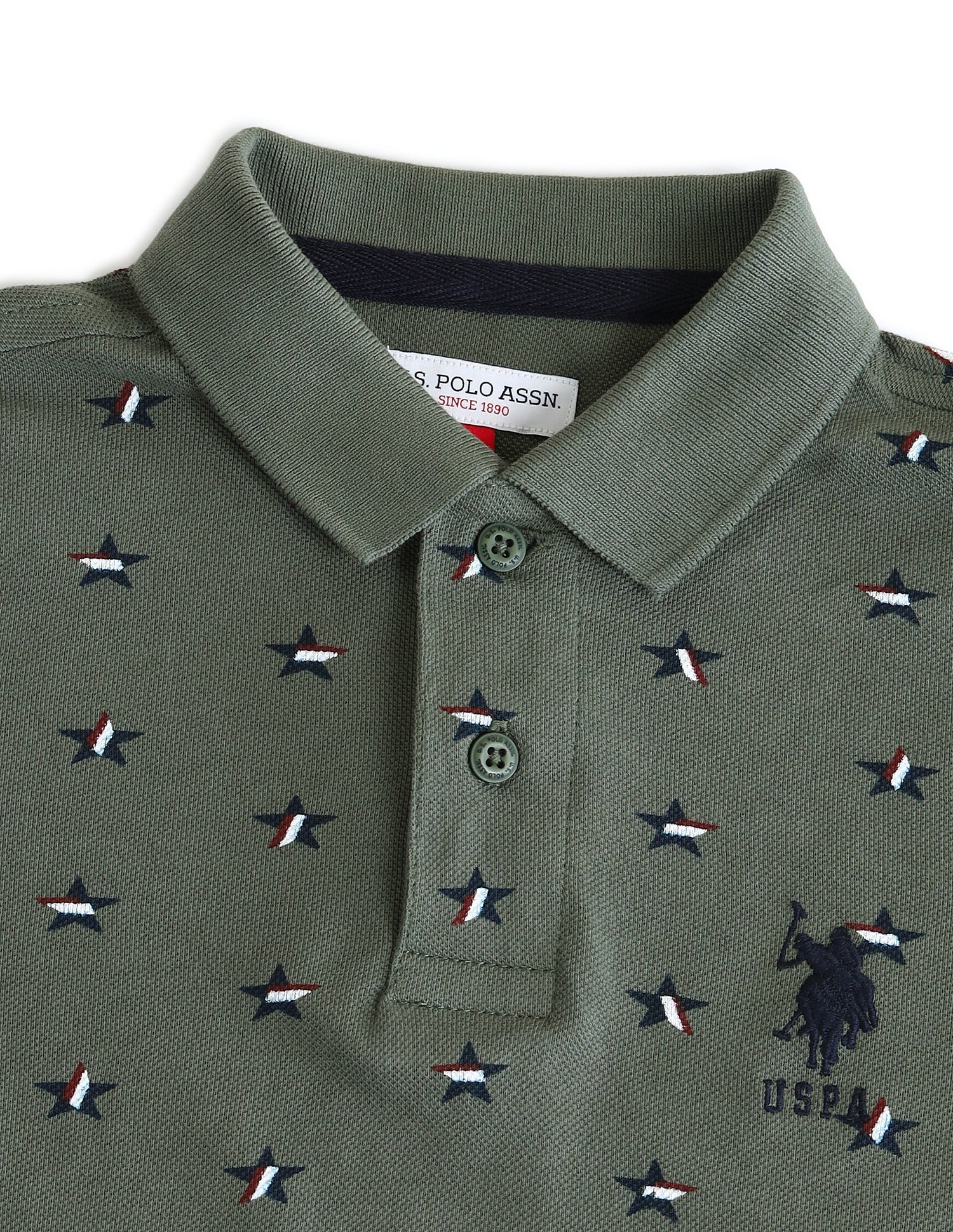 Boys All-Over Regular Fit Polo Shirts Olive - U.S. POLO ASSN. | Large