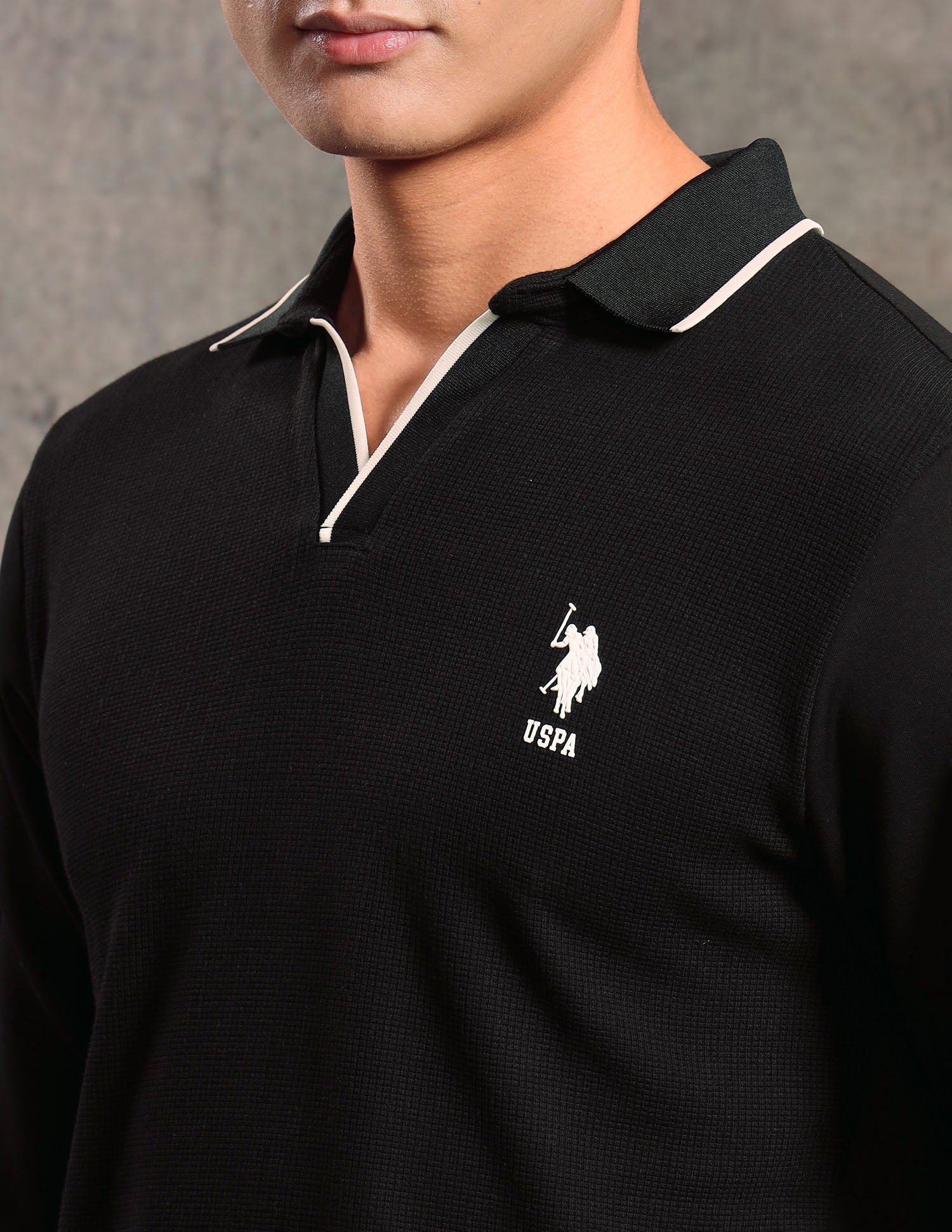 Textured Muscle Fit Polo shirt Black - U.S. POLO ASSN. | Large