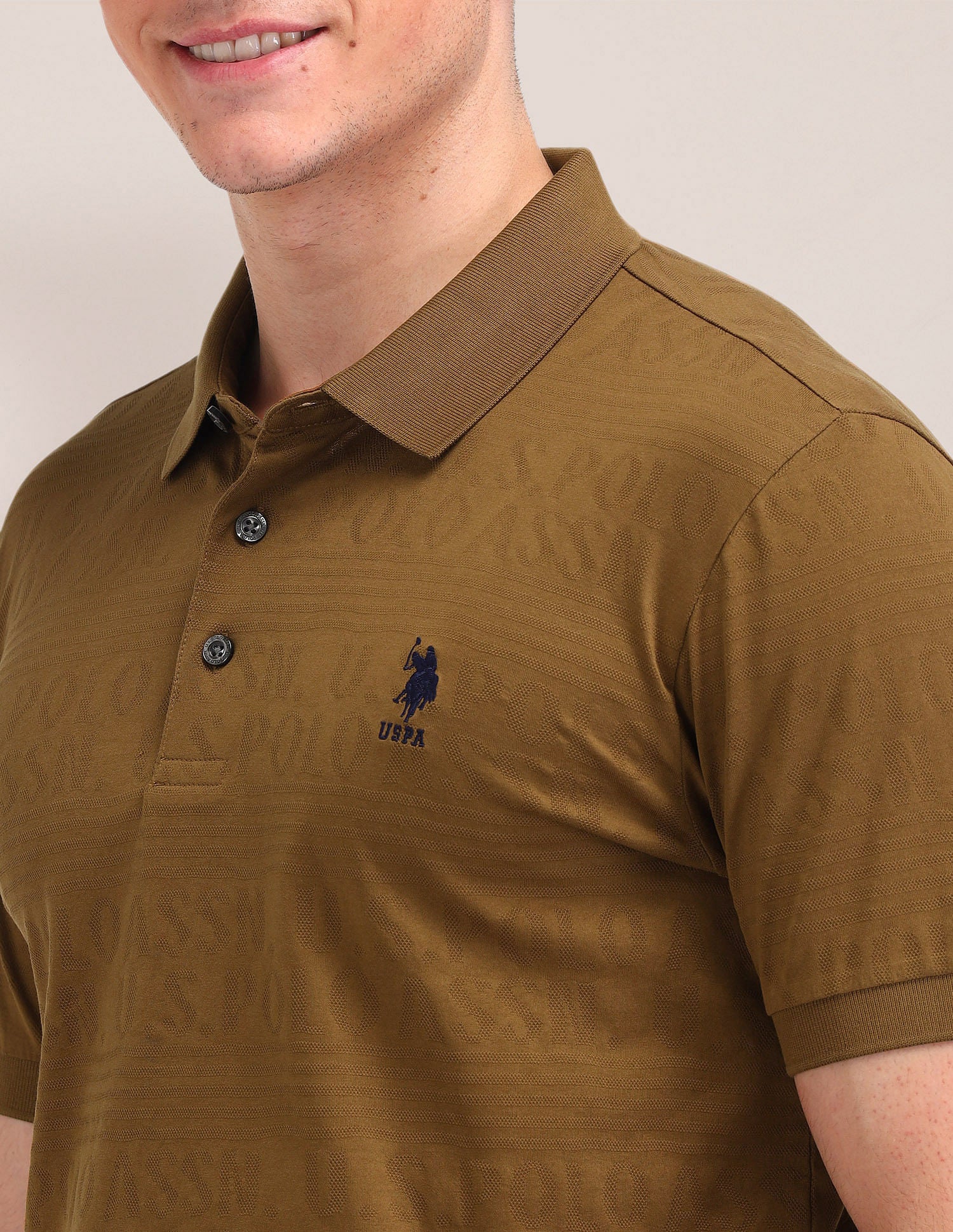 Slim Fit Brand Printed Polo Shirt Brown - U.S. Polo Assn. India | Large