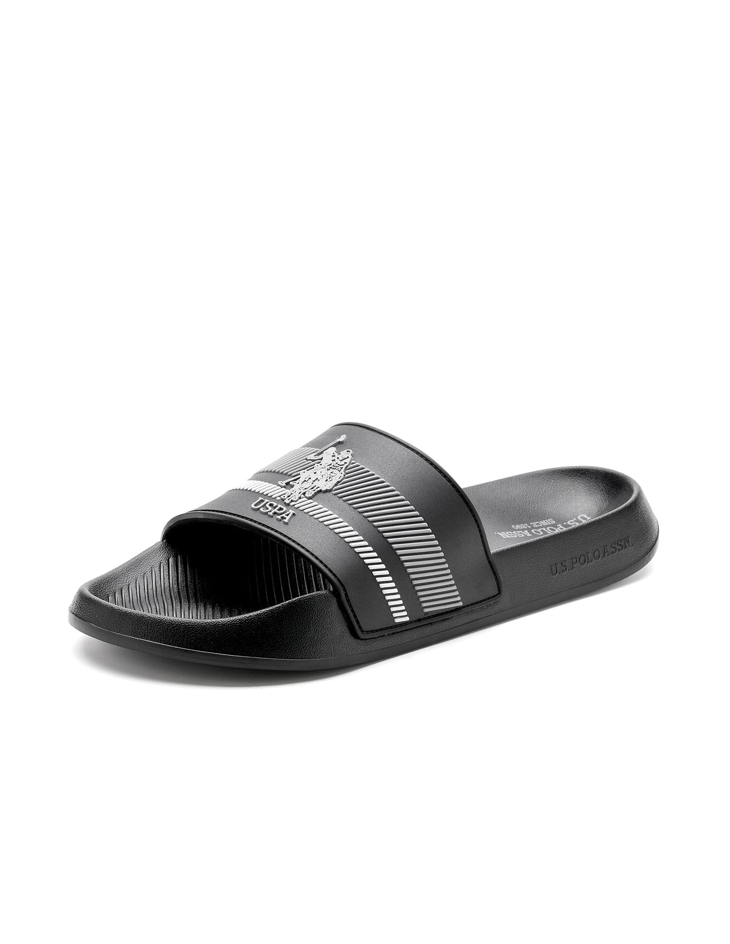 Rafa Brand Printed Sliders Black - U.S. Polo Assn. India | Large