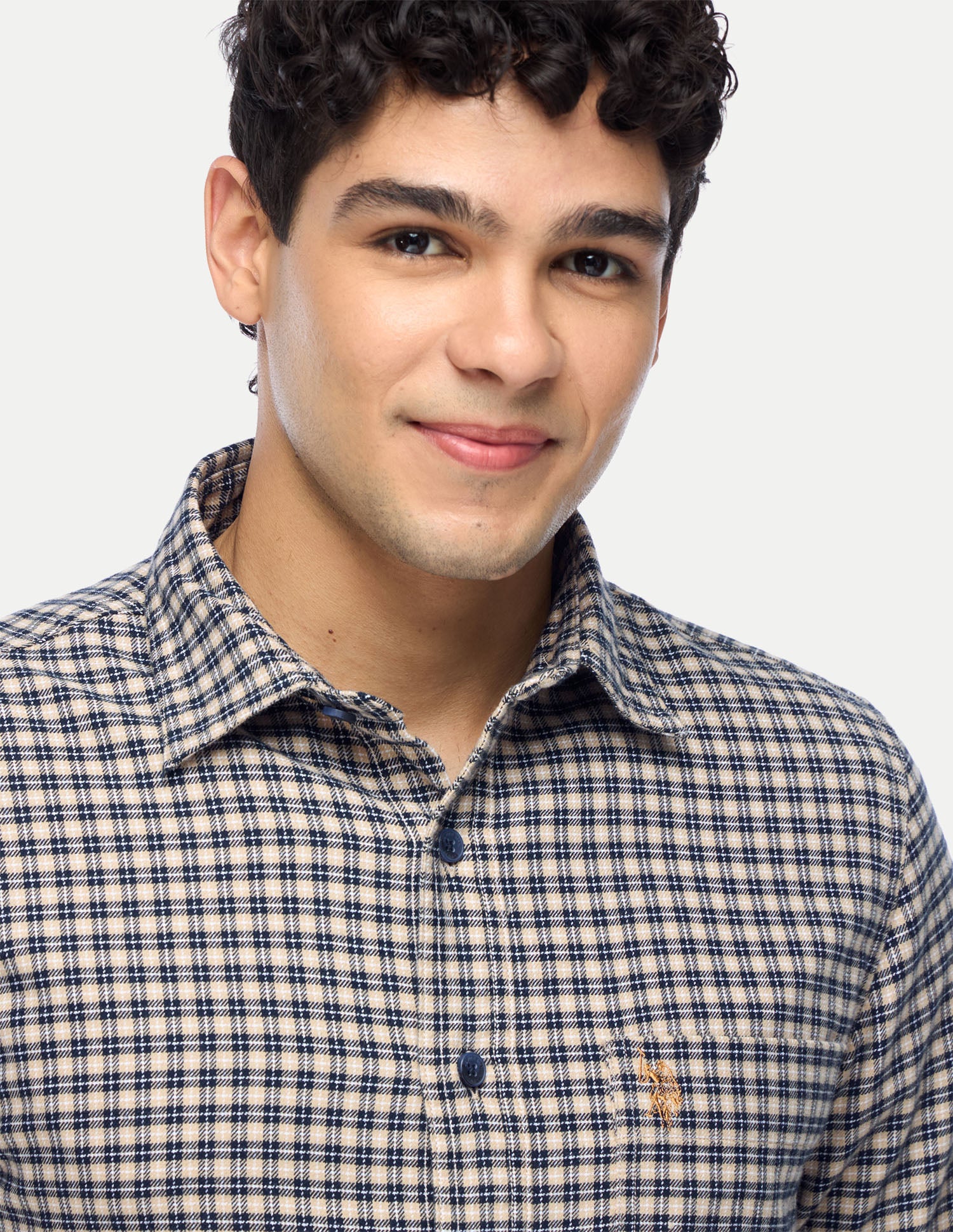 Plaid Checked Twill Shirt Beige - U.S. Polo Assn. India | Large