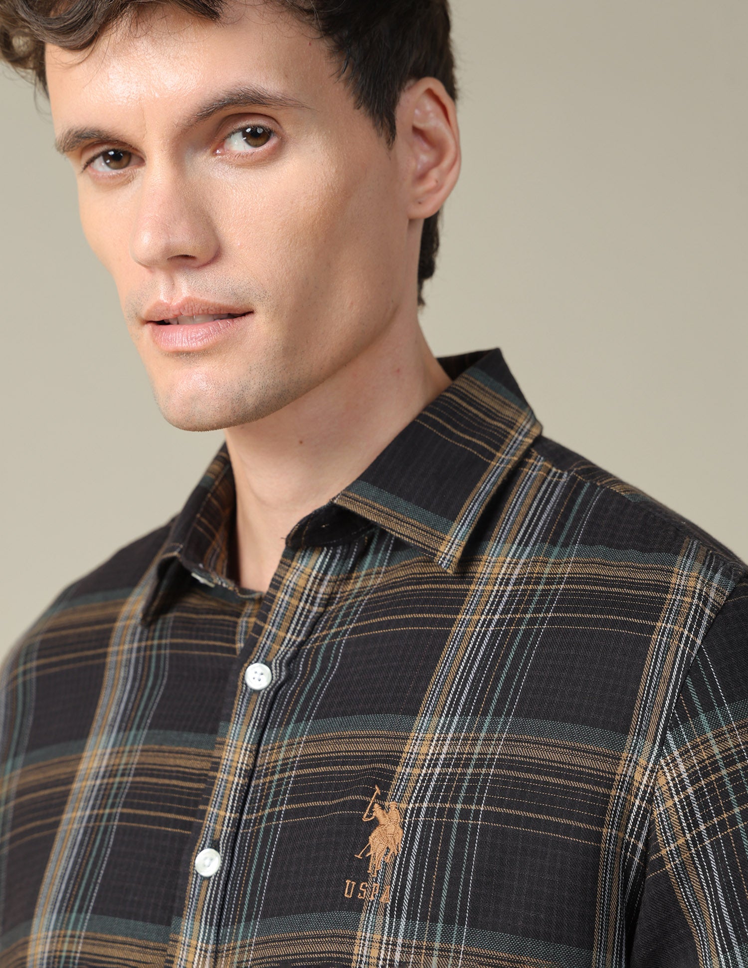 Tartan Checked Twill Shirt Black - U.S. Polo Assn. India | Large