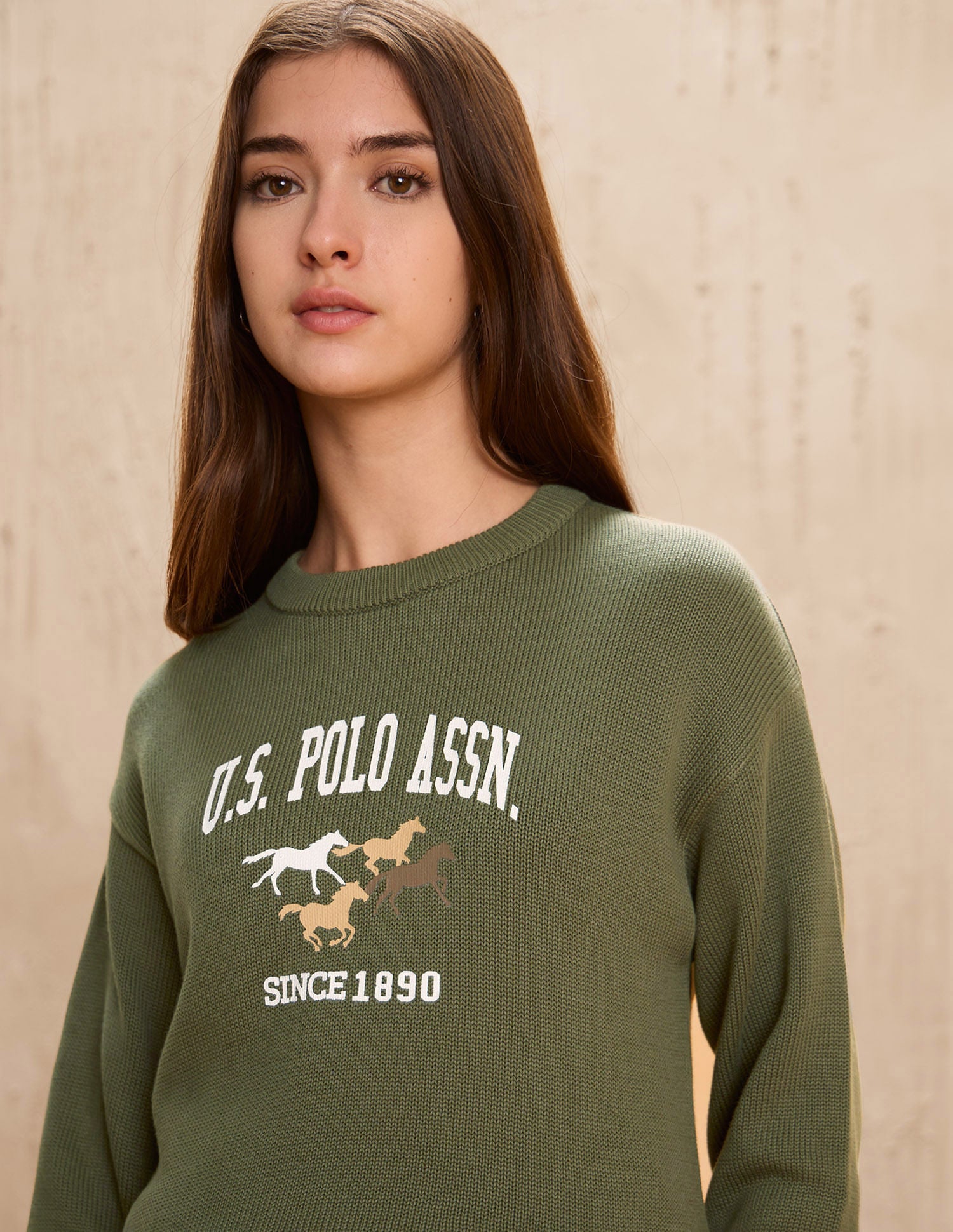 Brand Printed Regular Fit Sweater Green - U.S. POLO ASSN. | Large