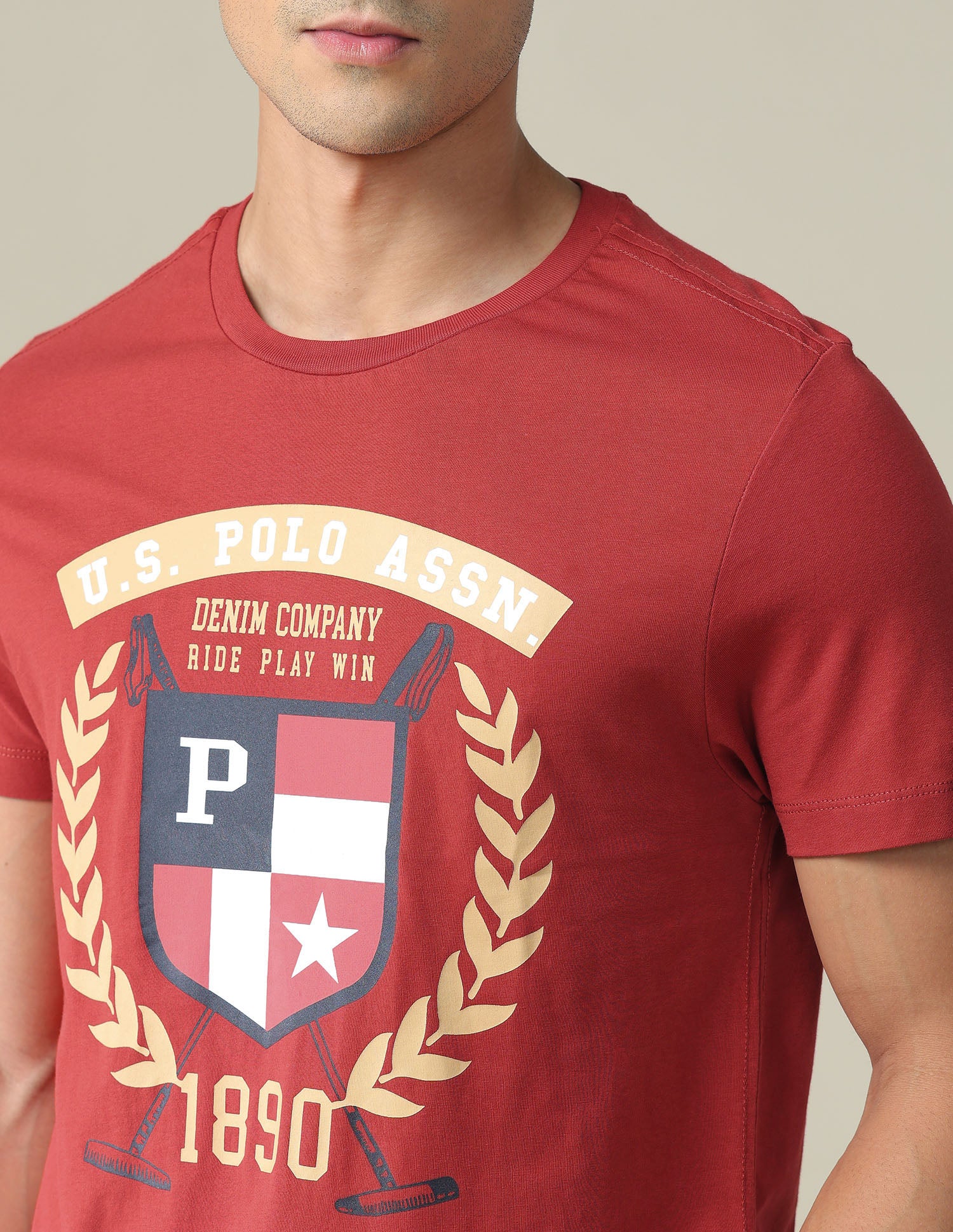 Short Sleeve Muscle Fit T-Shirt Maroon - U.S. POLO ASSN. | Large