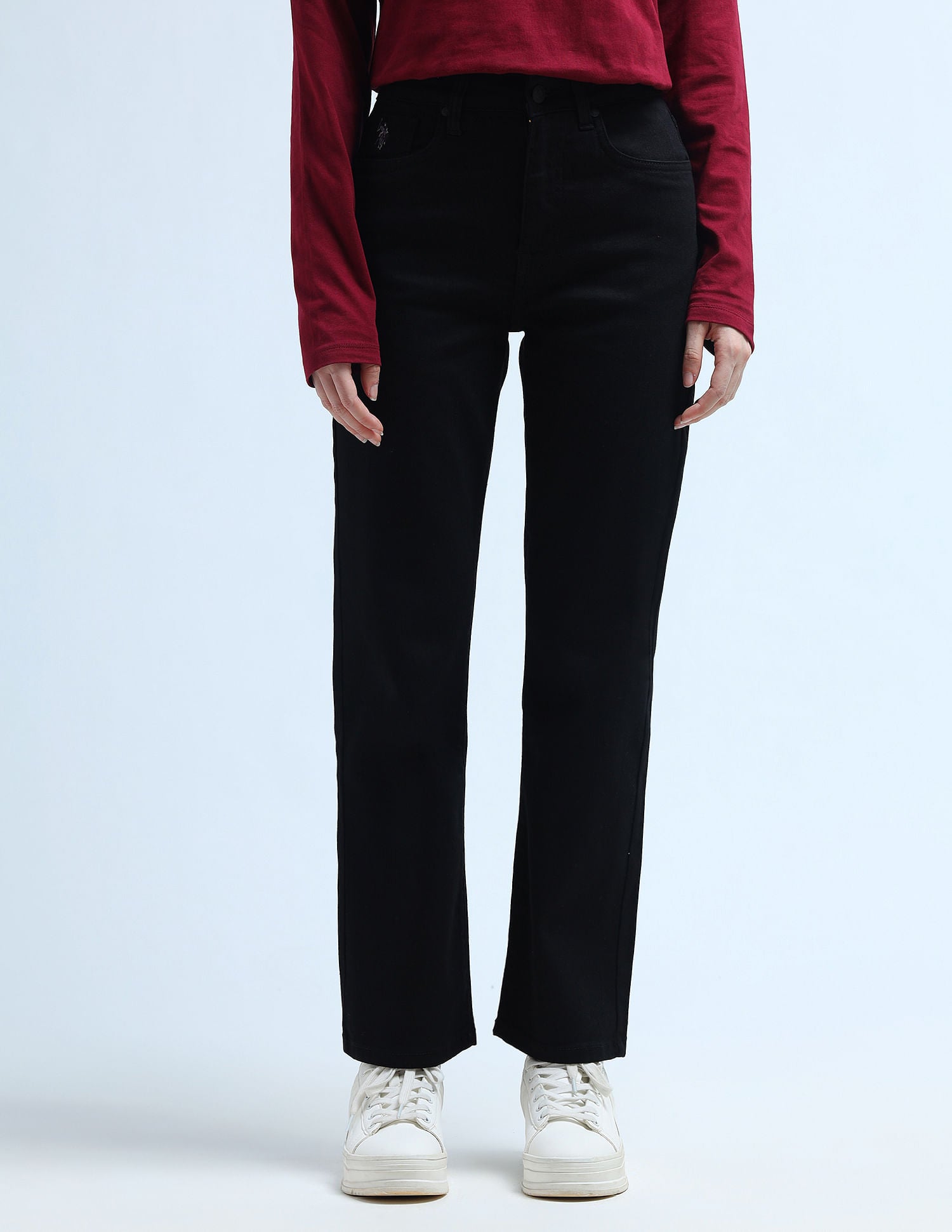 High Rise Straight Fit Jeans Black - U.S. POLO ASSN. | Large