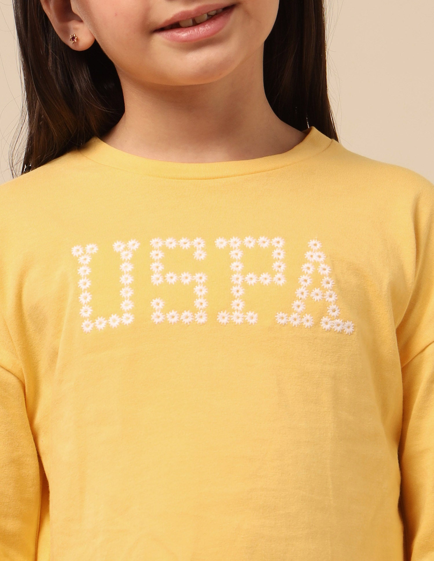 Girls Brand Embroidered Regular Fit Top Yellow - U.S. POLO ASSN. | Large