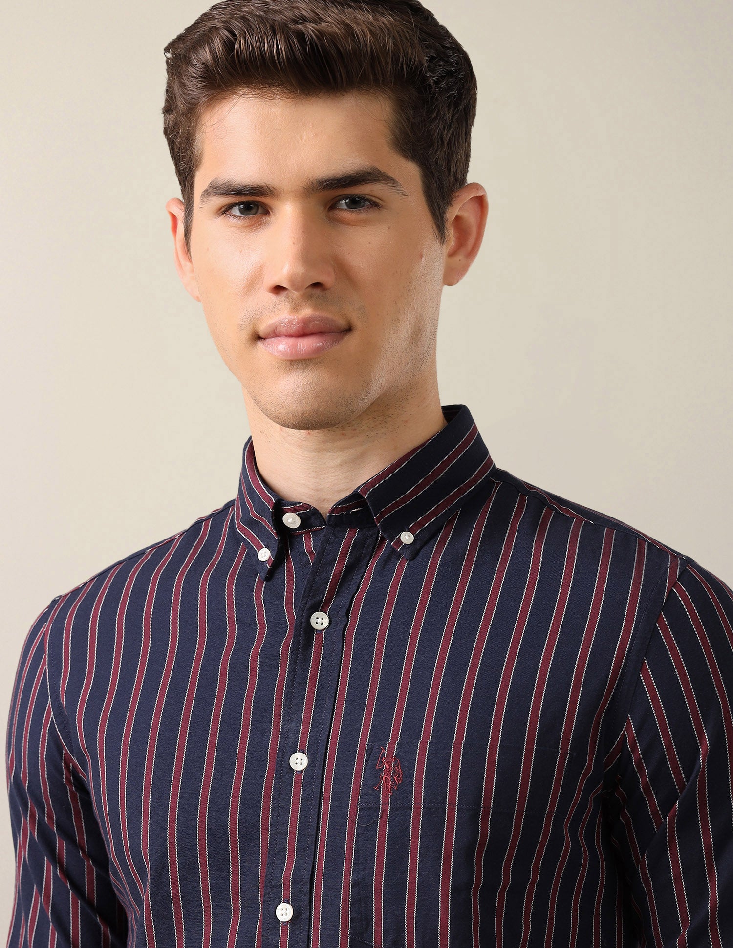 Oxford Tailored Fit Shirt Red - U.S. Polo Assn. India | Large