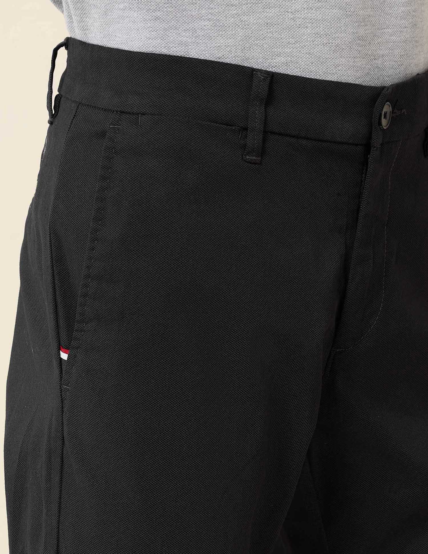 Textured Austin Slim Fit Twill Trousers Black - U.S. Polo Assn. India | Large