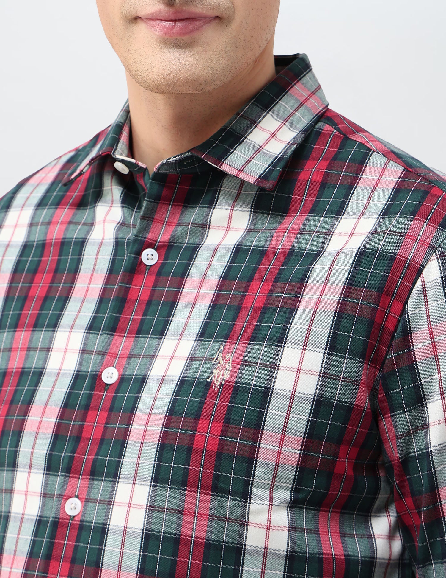 Plaid Checked Tailored Fit Shirt Red - U.S. Polo Assn. India | Large