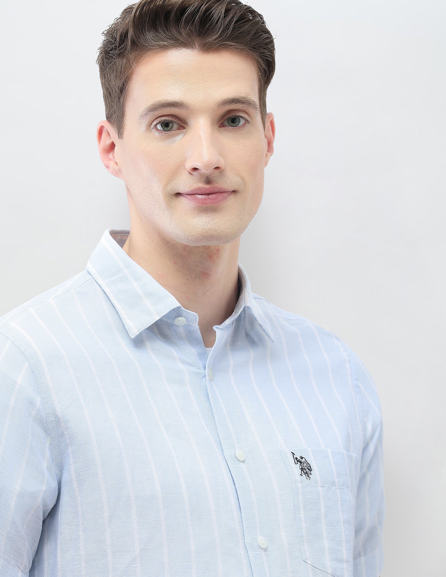Vertical Striped Casa De Campo Shirt Light Blue - U.S. Polo Assn. India | Large