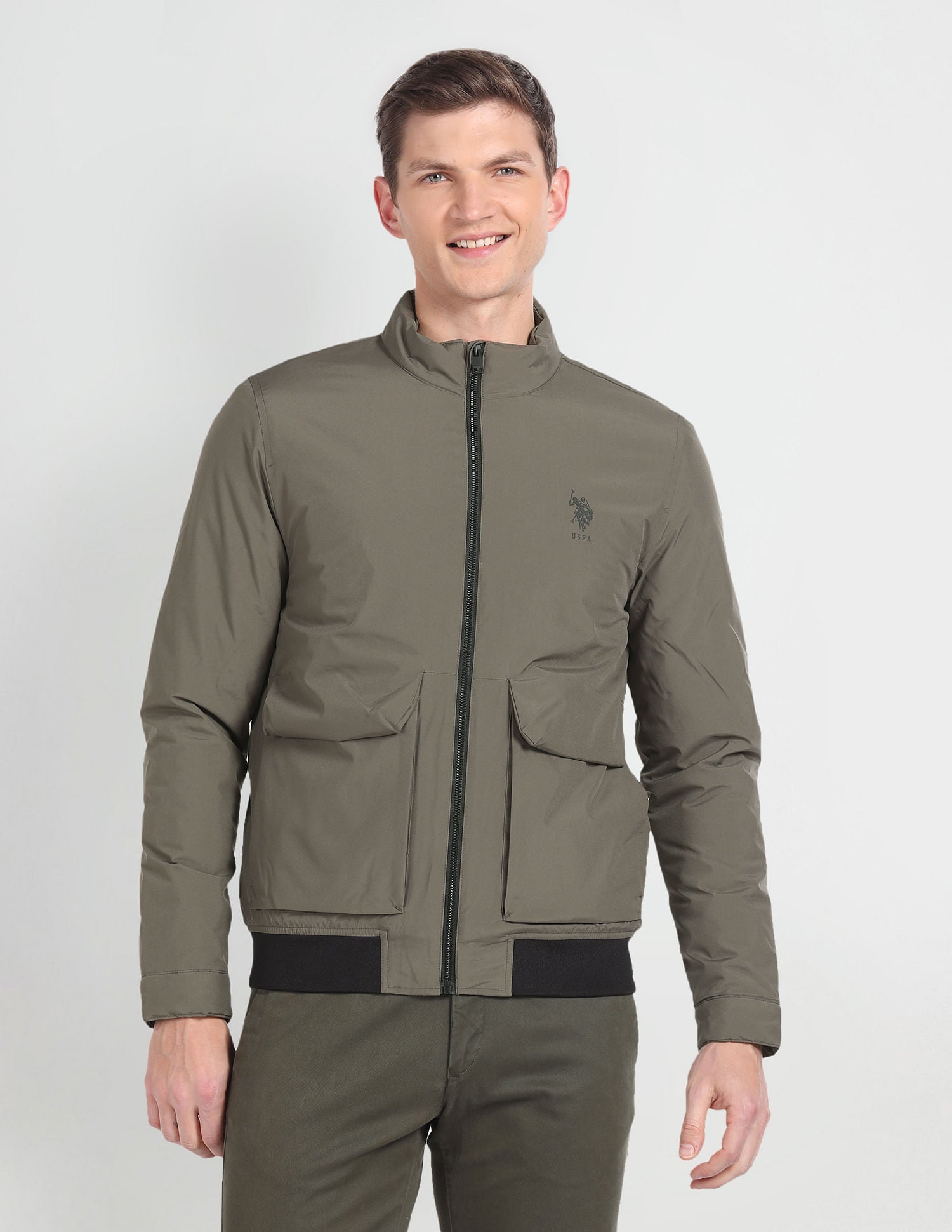 Contrast Hem Lightweight Jacket Olive - U.S. POLO ASSN. | Large