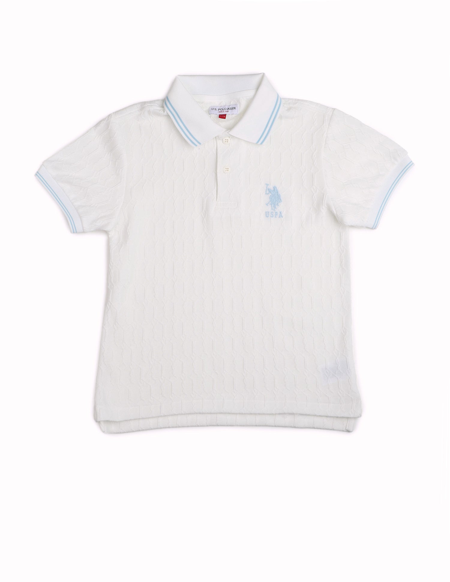 Boys Textured Pure Cotton Polo Shirt White - U.S. POLO ASSN. | Large