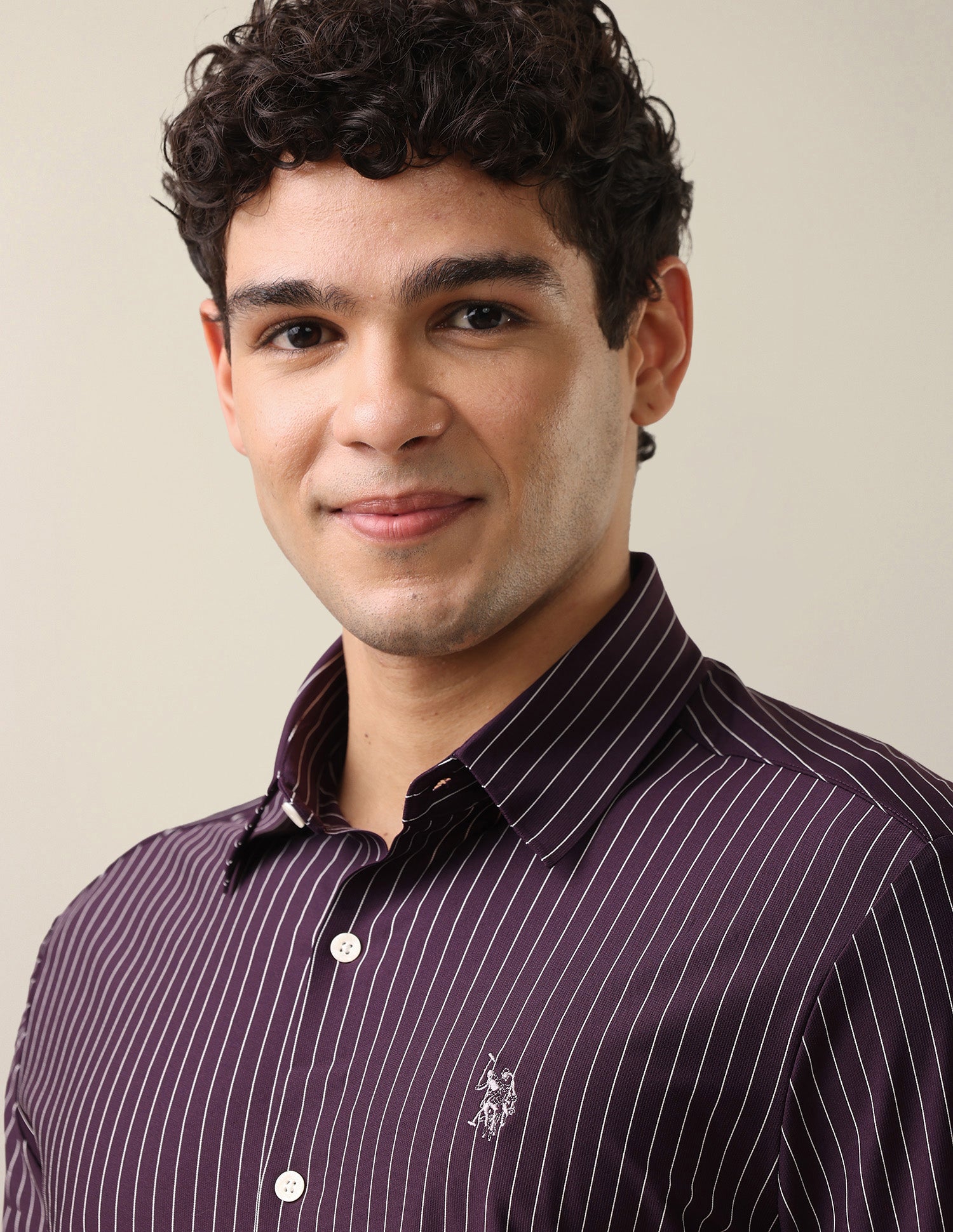 Vertical Striped Knitted Shirt Purple - U.S. Polo Assn. India | Large