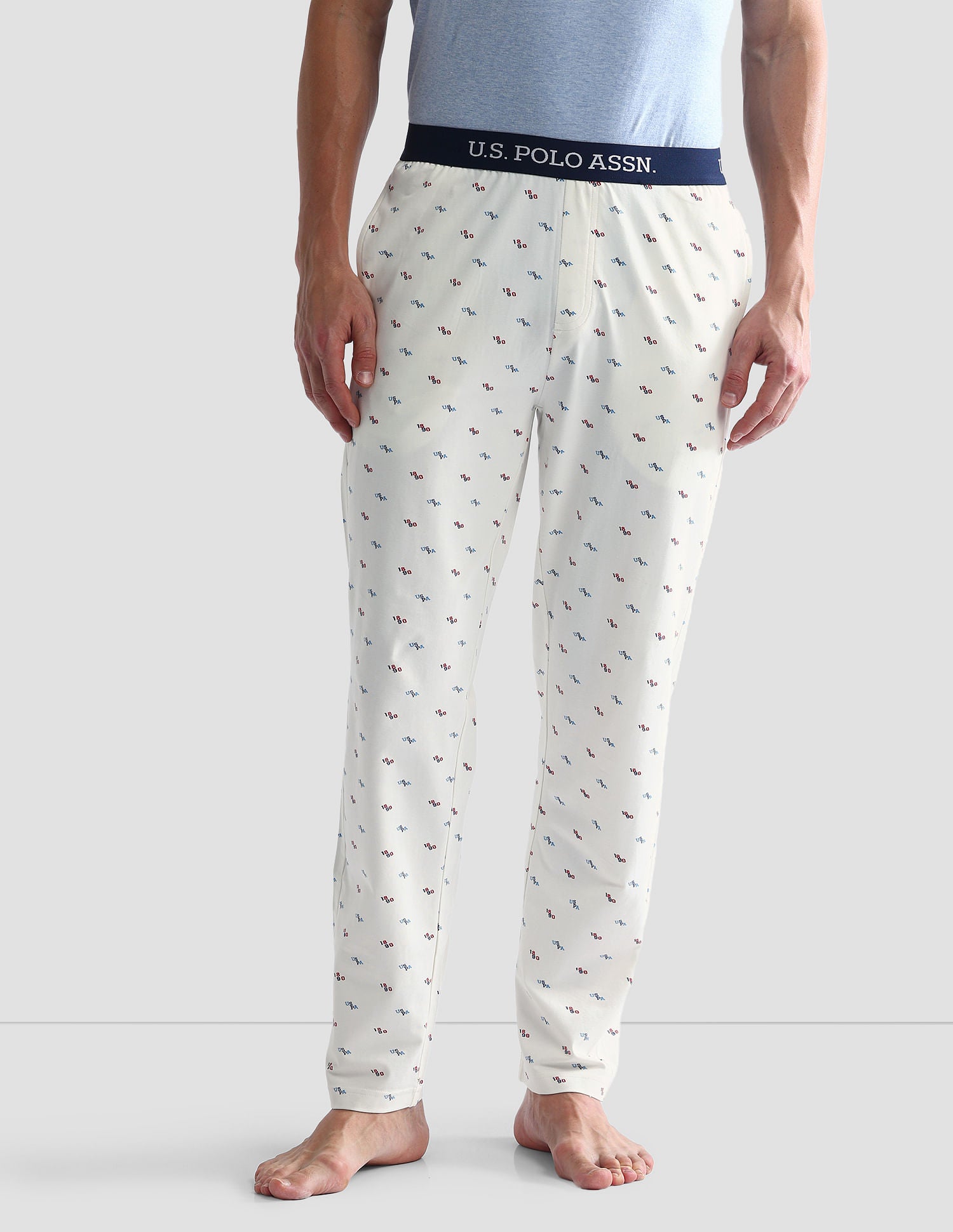 All Over Print OELP3 Lounge Pants - Pack Of 1 White - U.S. POLO ASSN. | Large