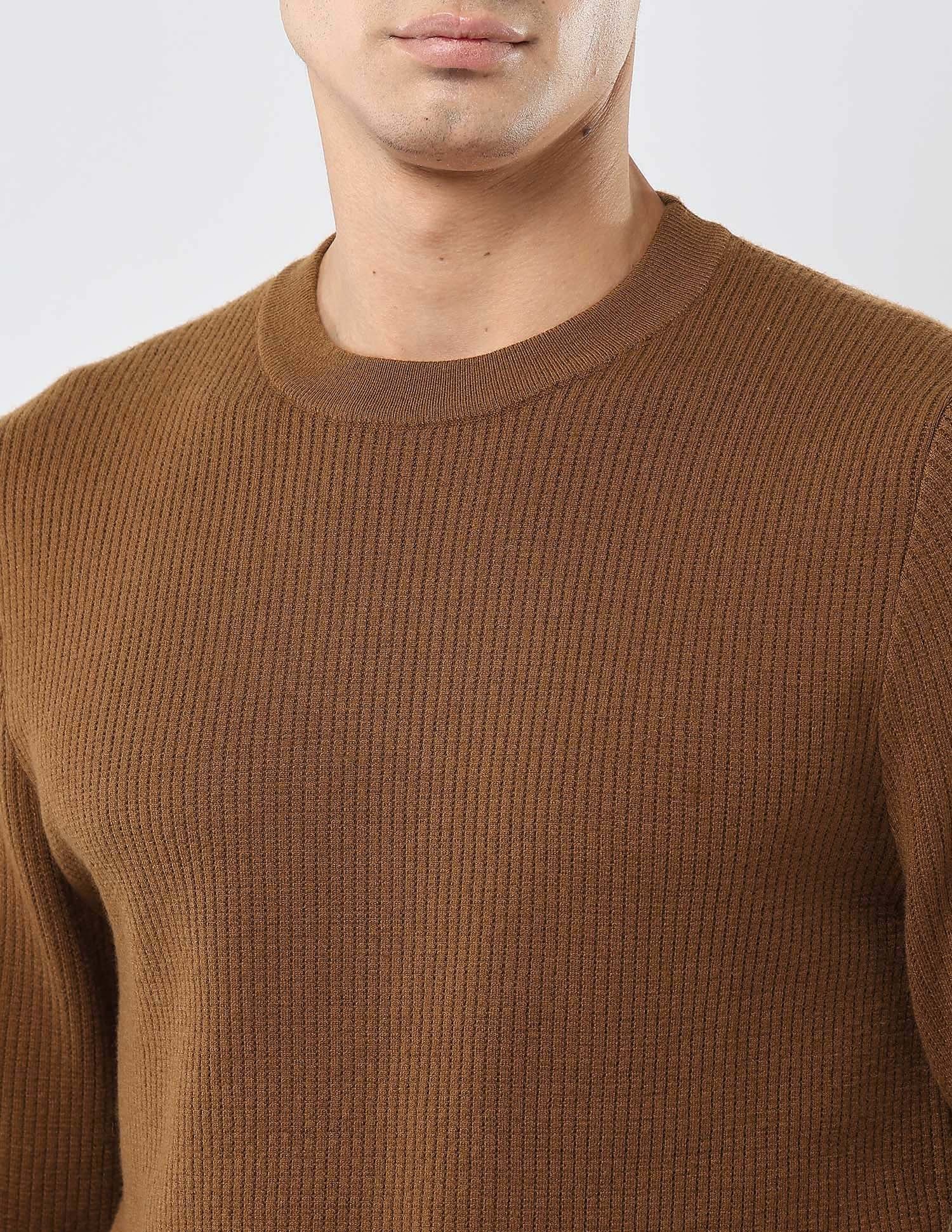 Patterned Knit Regular Fit Sweater Mustard - U.S. POLO ASSN. | Large