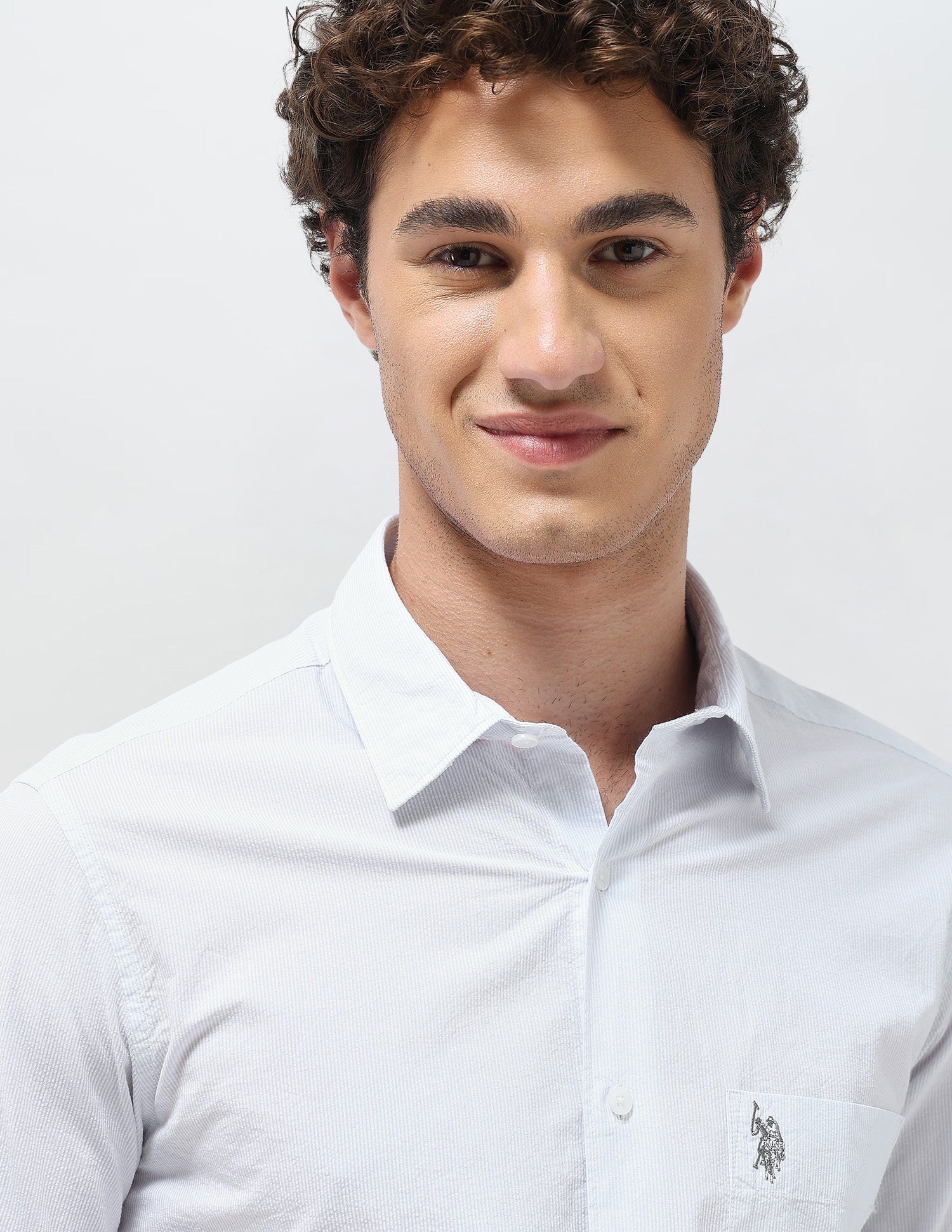 Pinstriped Seersucker Shirt Light Blue - U.S. Polo Assn. India | Large