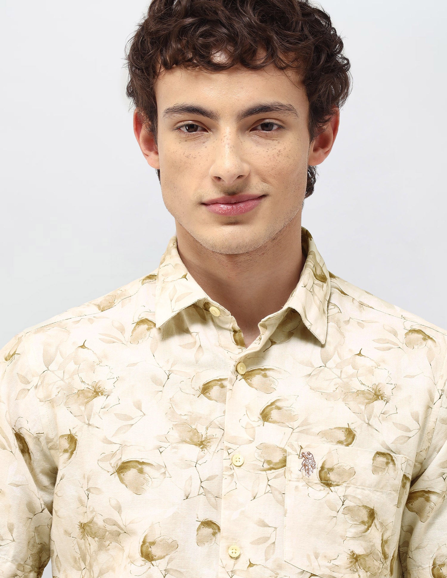 All-Over Printed Regular Fit Shirt Beige - U.S. Polo Assn. India | Large