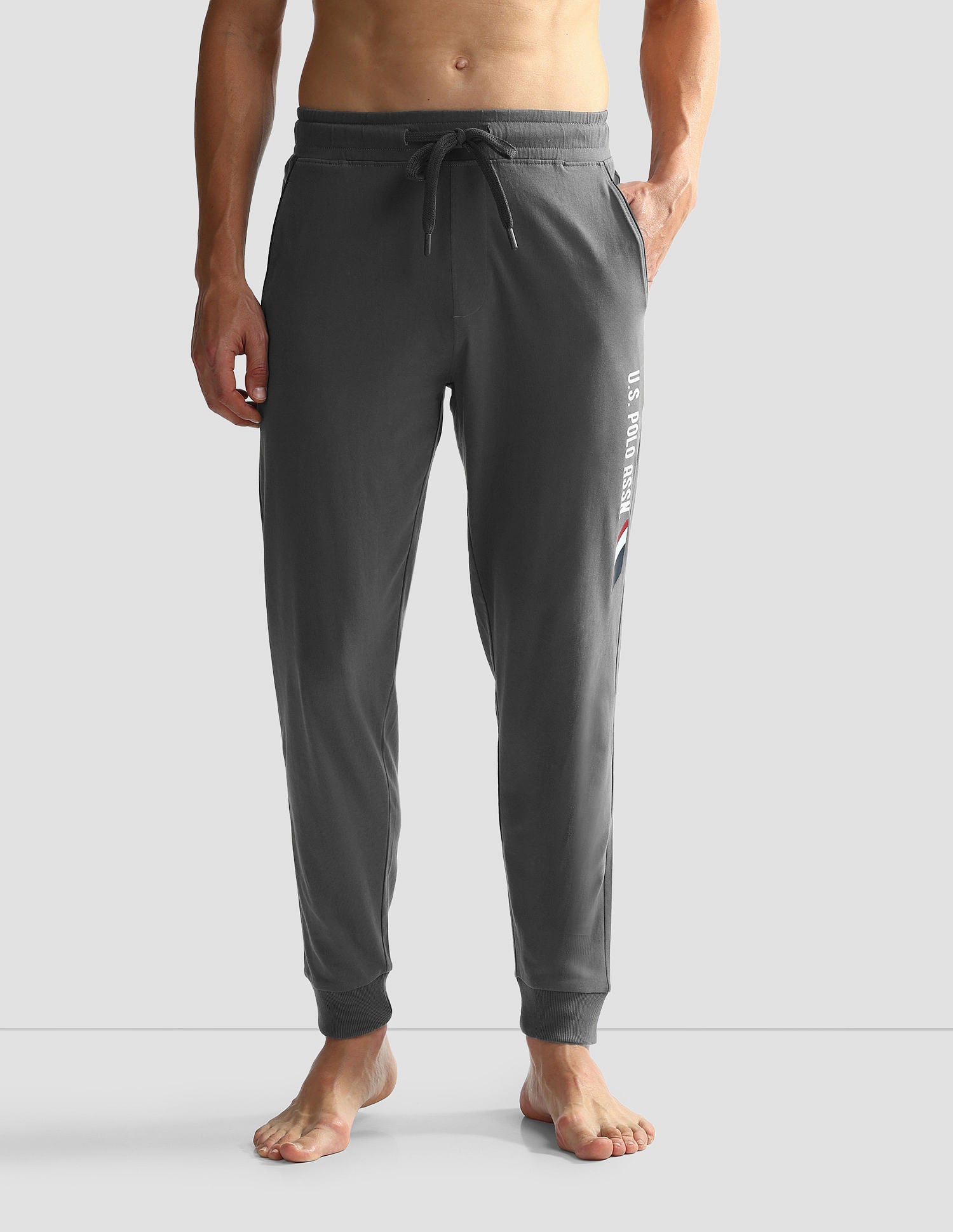 Solid OJ005 Lounge Joggers - Pack Of 1 Grey Pinstripe - U.S. POLO ASSN. | Large