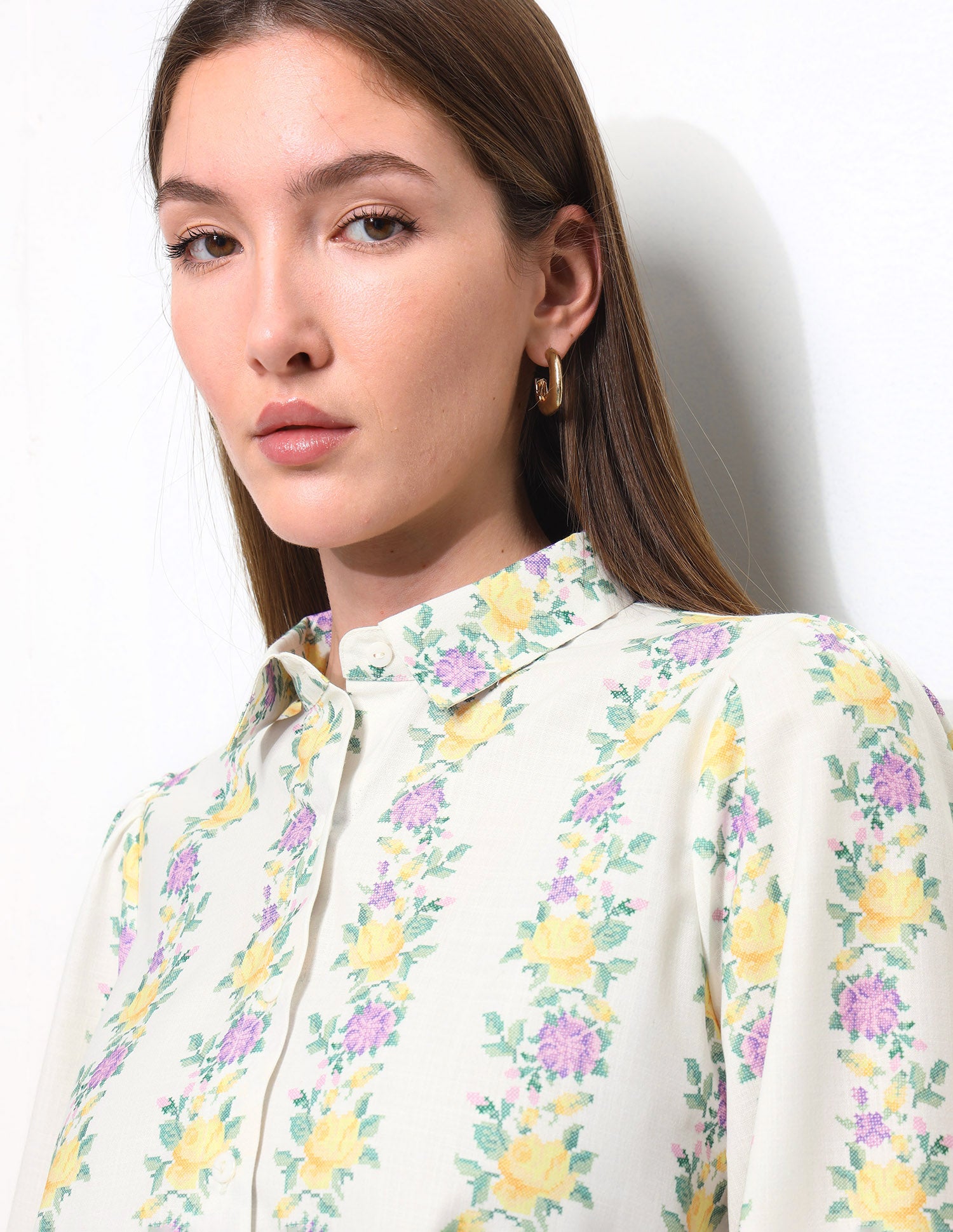 Floral Printed Regular Fit Shirt Off White - U.S. Polo Assn. India | Large