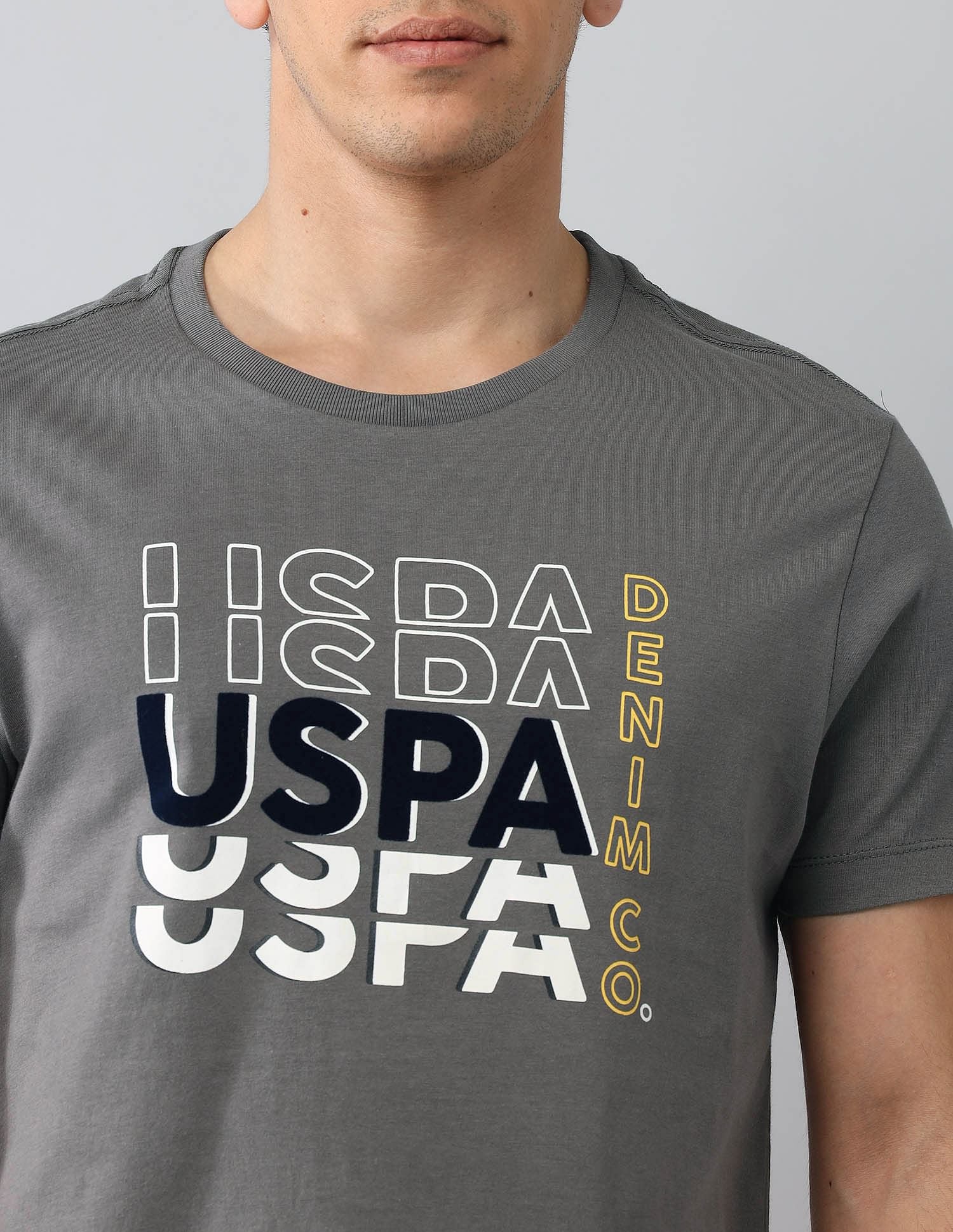 Muscle Fit Brand Printed T-Shirt Dark Grey - U.S. Polo Assn. India | Large