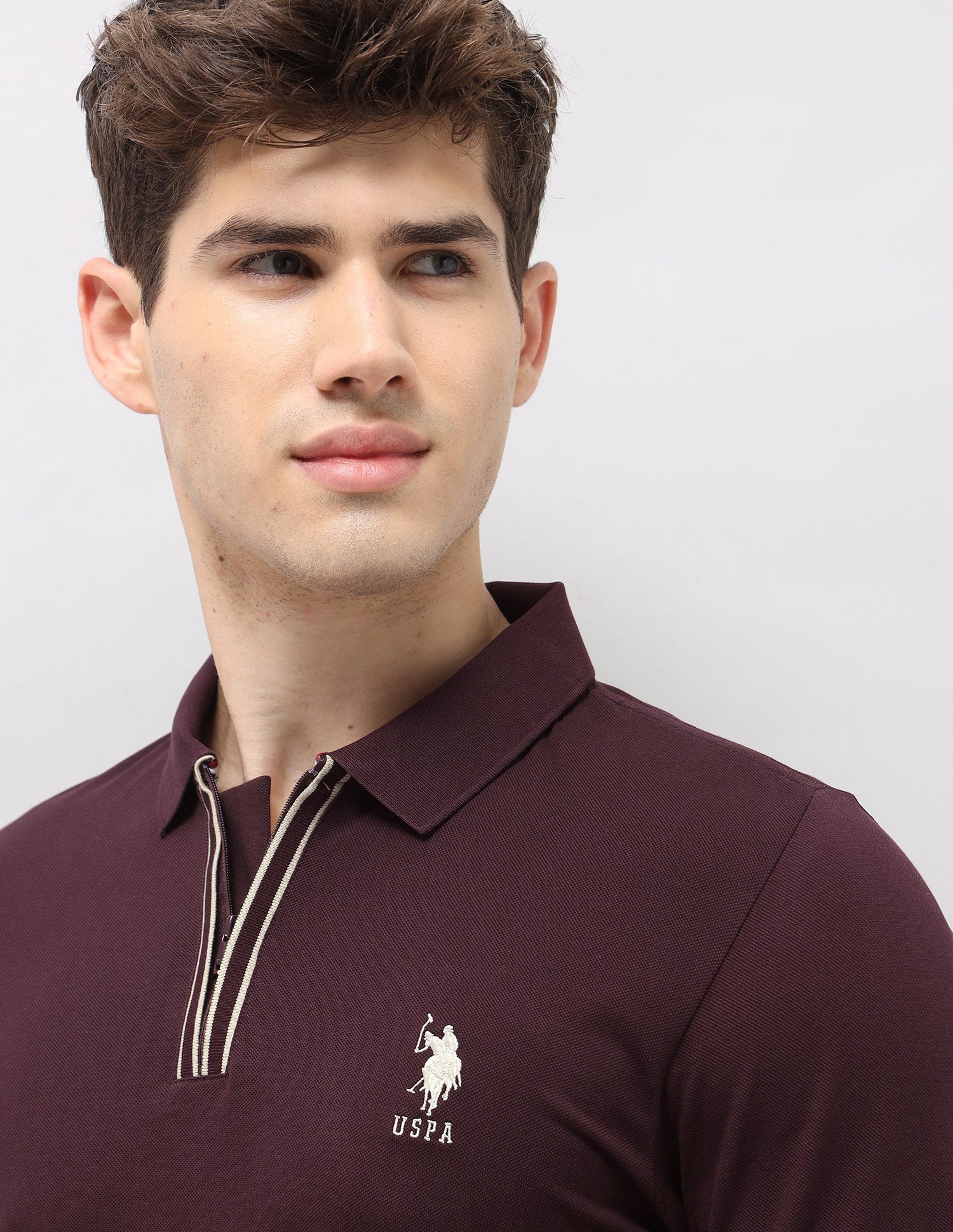 Solid Slim Fit Polo Shirt Maroon - U.S. Polo Assn. India | Large