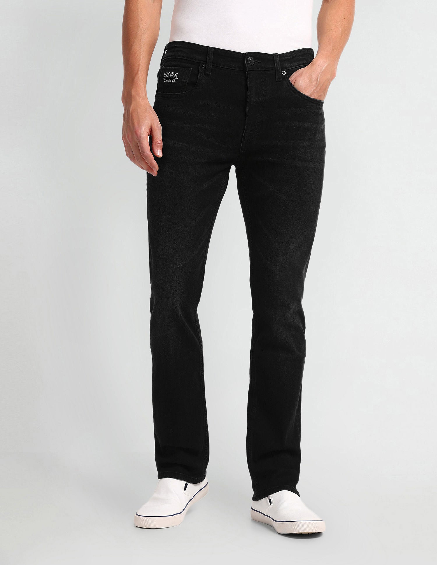 Harold Slim Straight Black Jeans Black - U.S. Polo Assn. India | Large