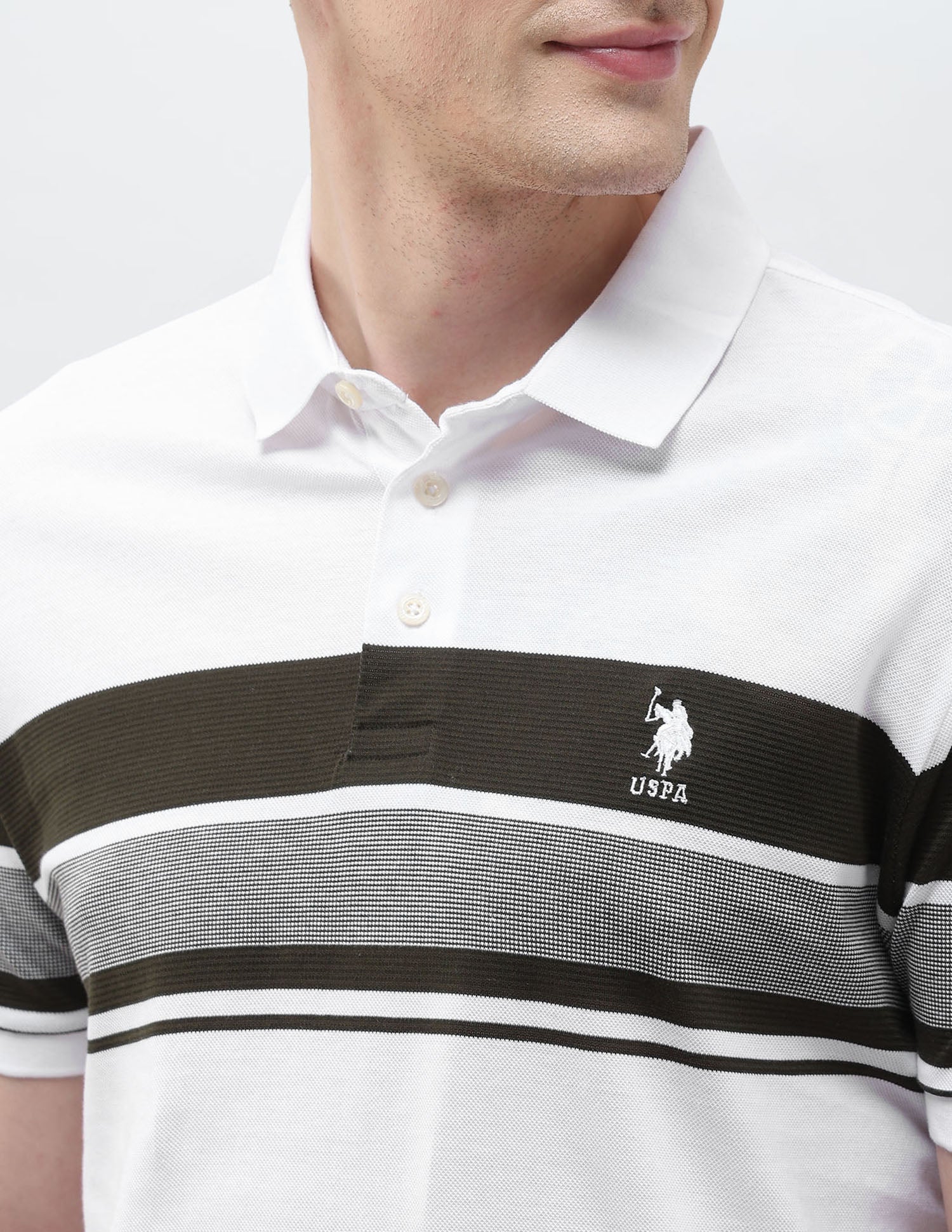 Horizontal Striped Slim Fit Polo Shirt White - U.S. POLO ASSN. | Large