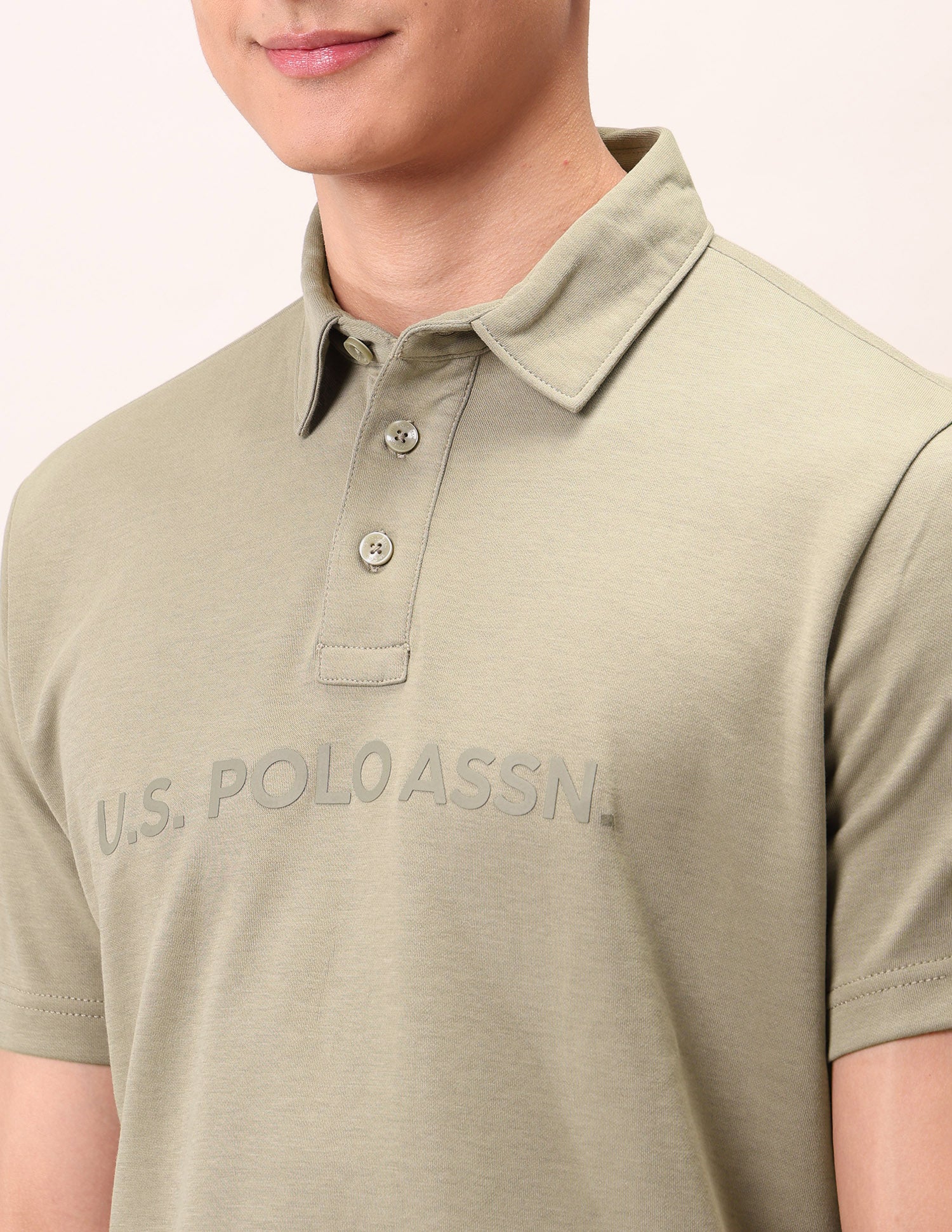 Brand Embossed Outdoor Polo Shirt Beige - U.S. Polo Assn. India | Large