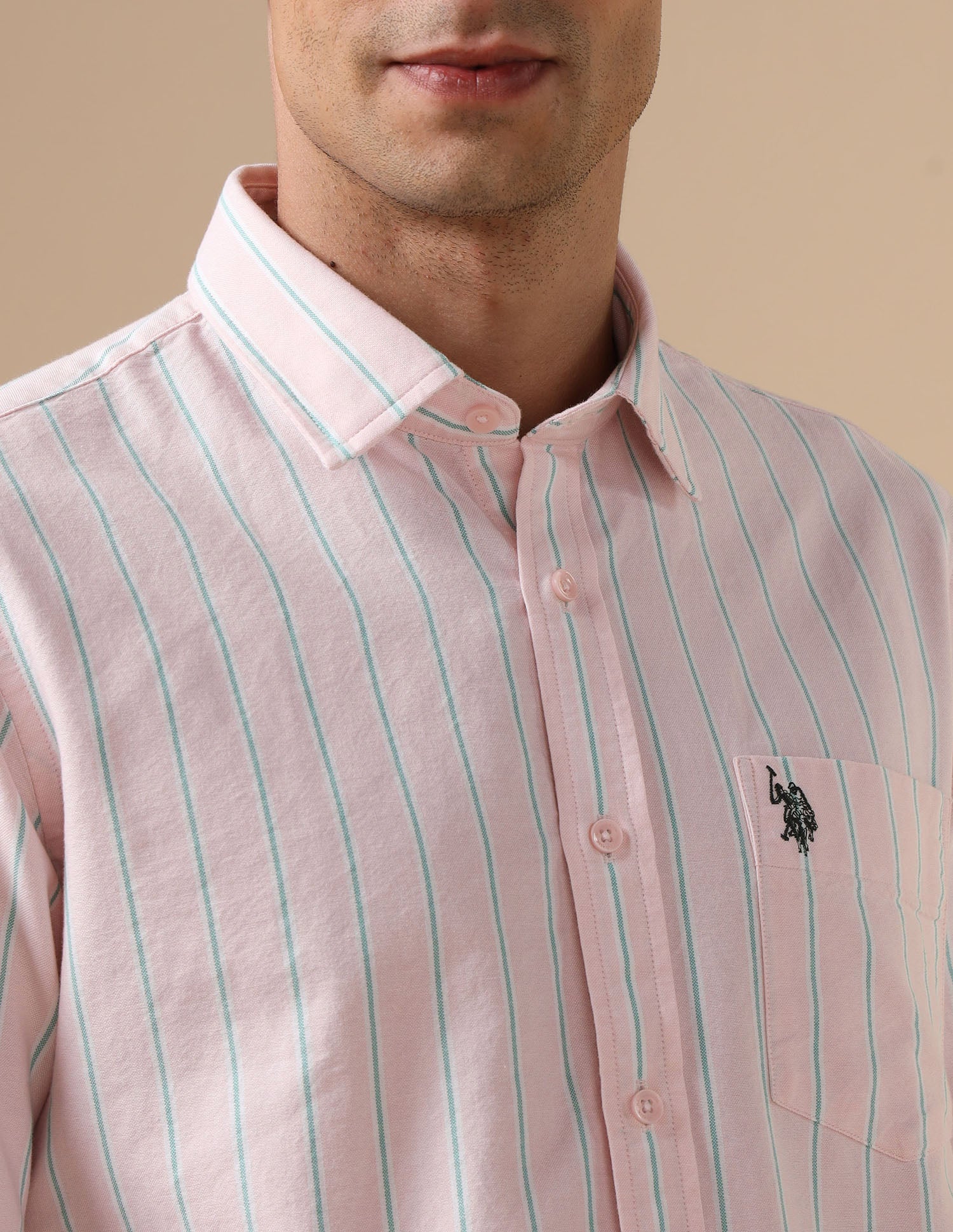 Pure Cotton Tailored Fit Shirt Pink - U.S. Polo Assn. India | Large