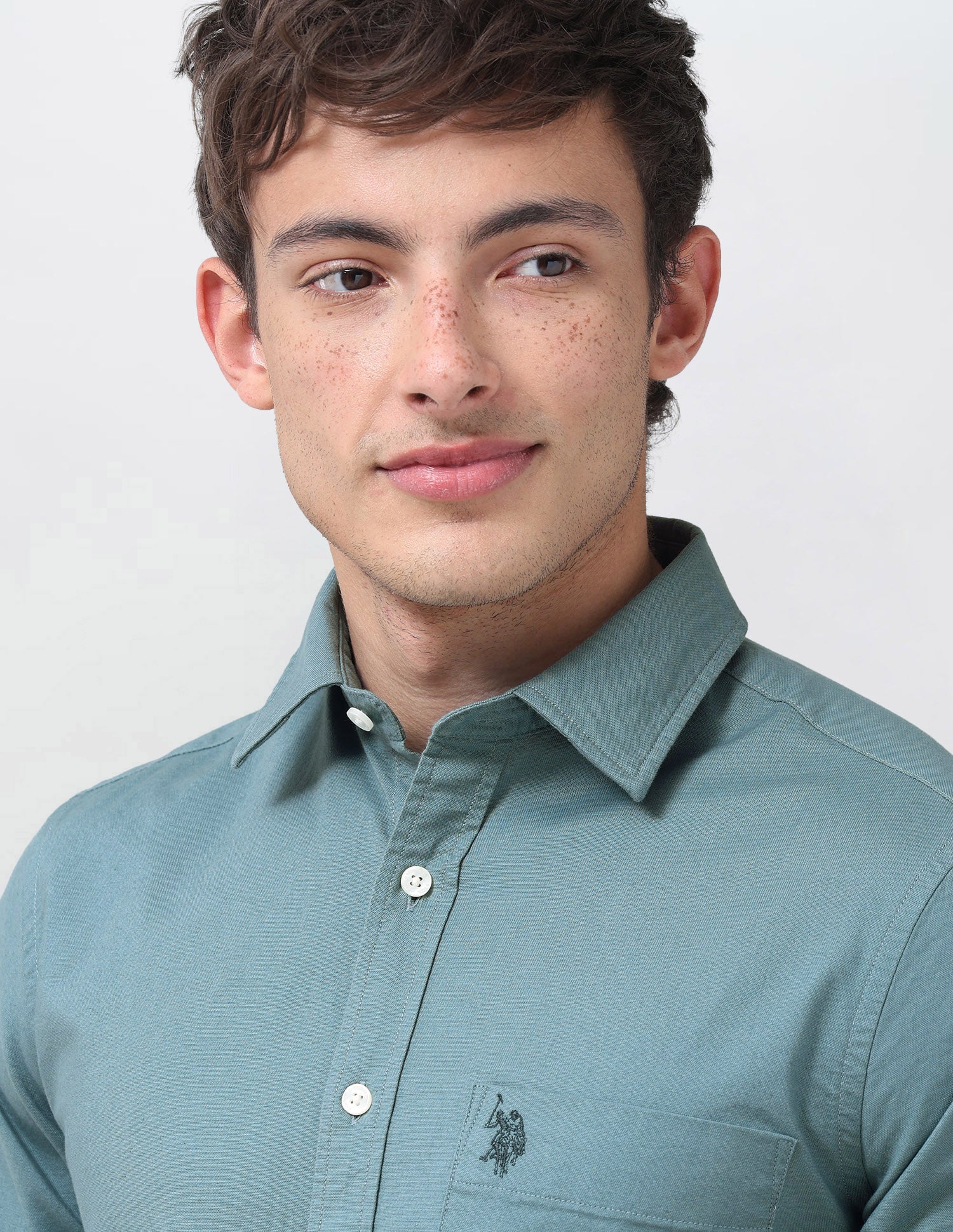 Tailored Fit Oxford Shirt Teal - U.S. Polo Assn. India | Large