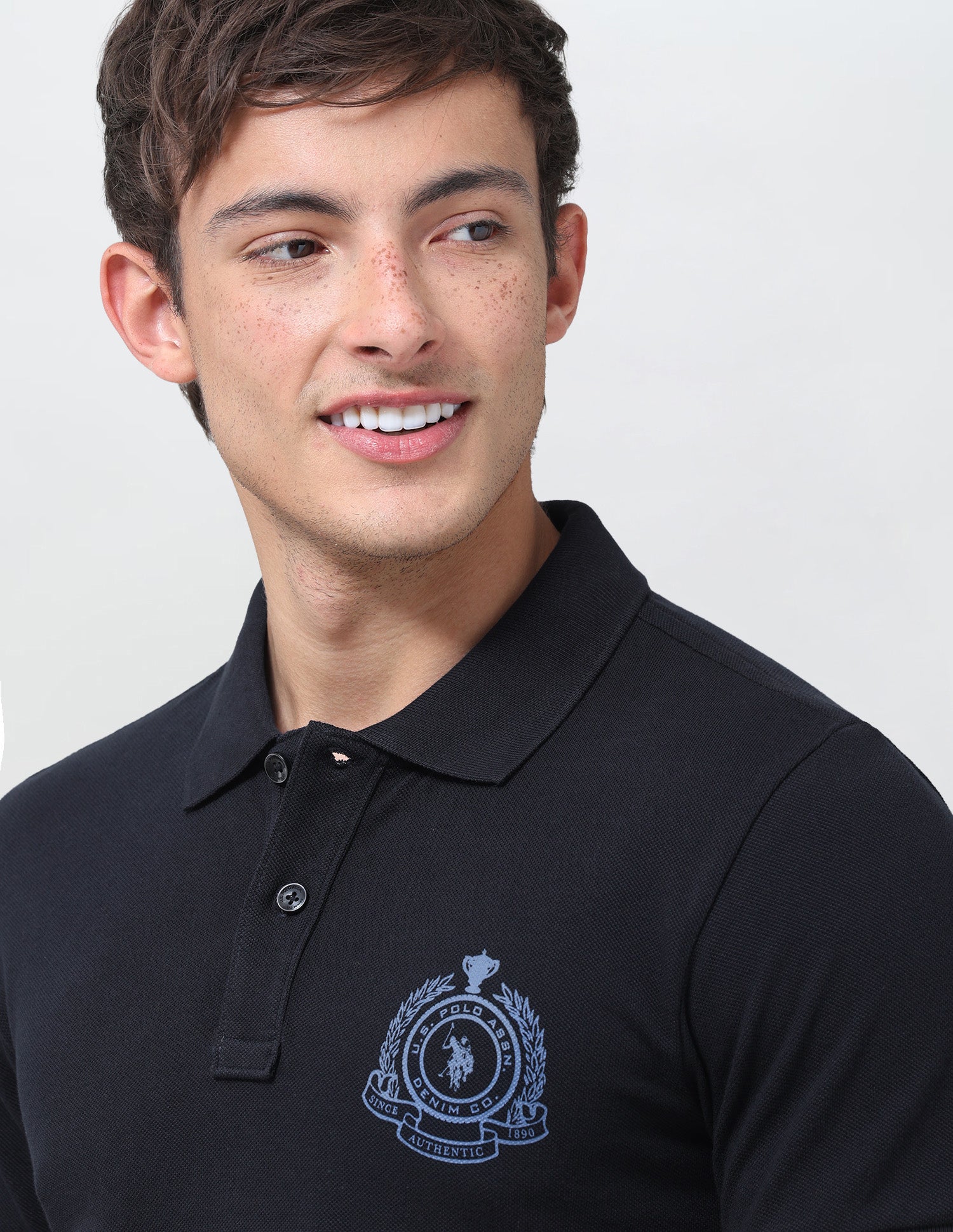 Graphic Brand Printed Slim Fit Polo Shirt Navy - U.S. Polo Assn. India | Large