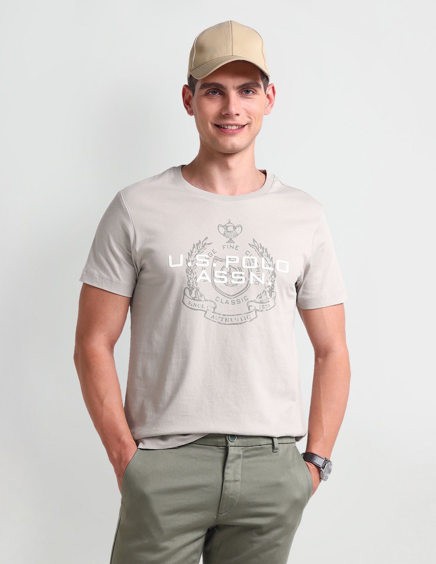 Muscle Fit Brand Print T-Shirt Grey - U.S. POLO ASSN. | Large