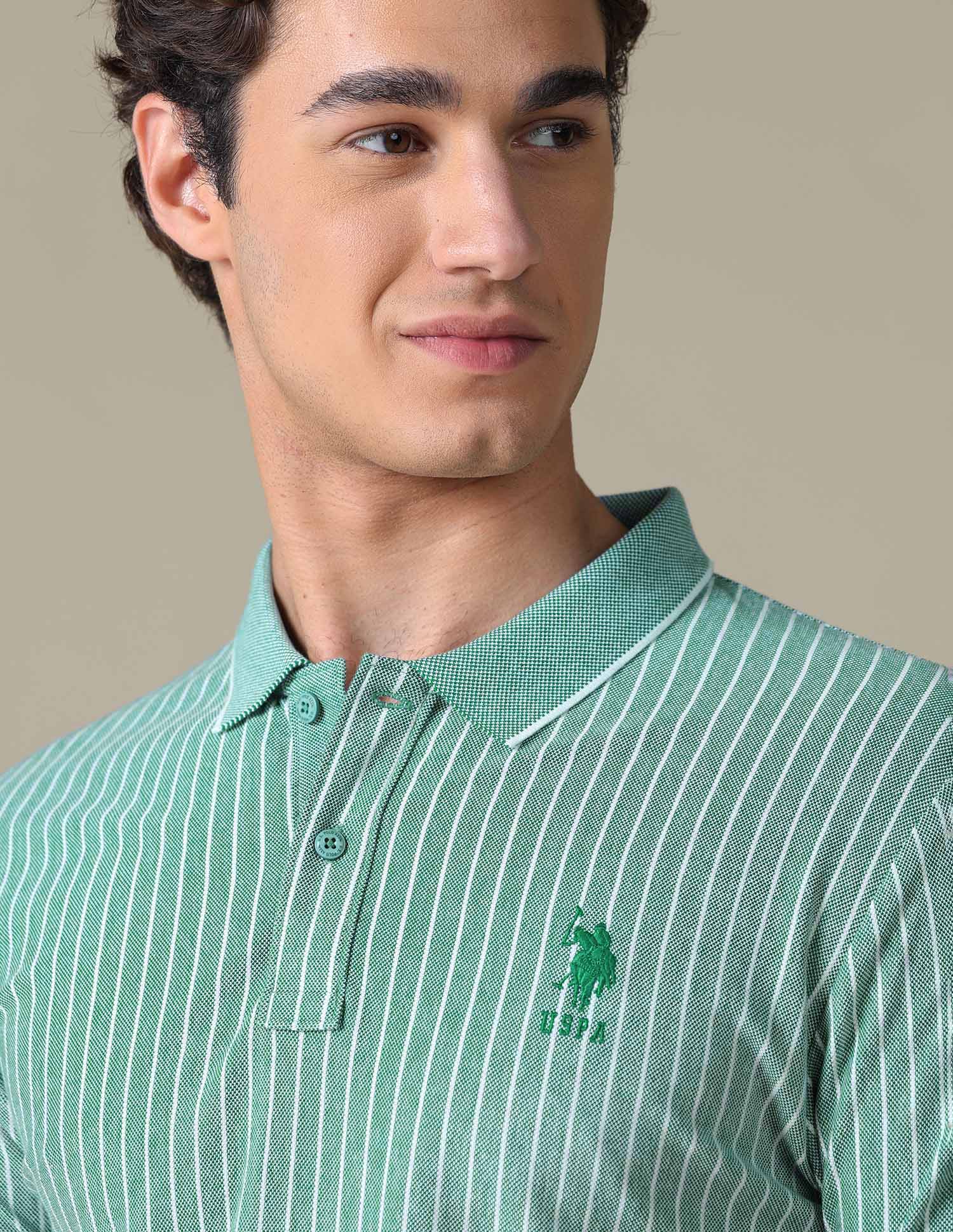Vertical Striped Regular Fit Polo Shirt Green - U.S. Polo Assn. India | Large