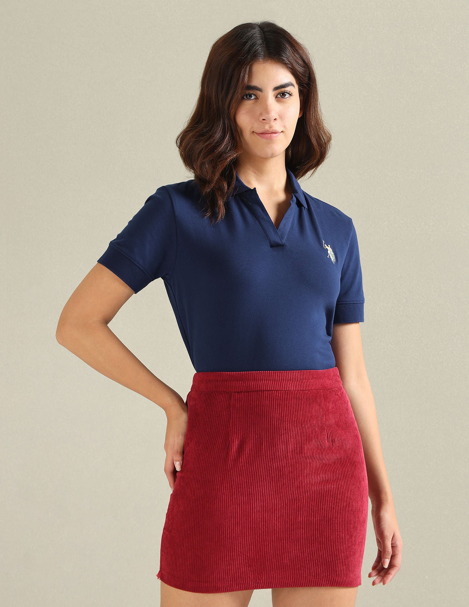 Cotton Stretch Boxy Polo Shirt Navy - U.S. POLO ASSN. | Large