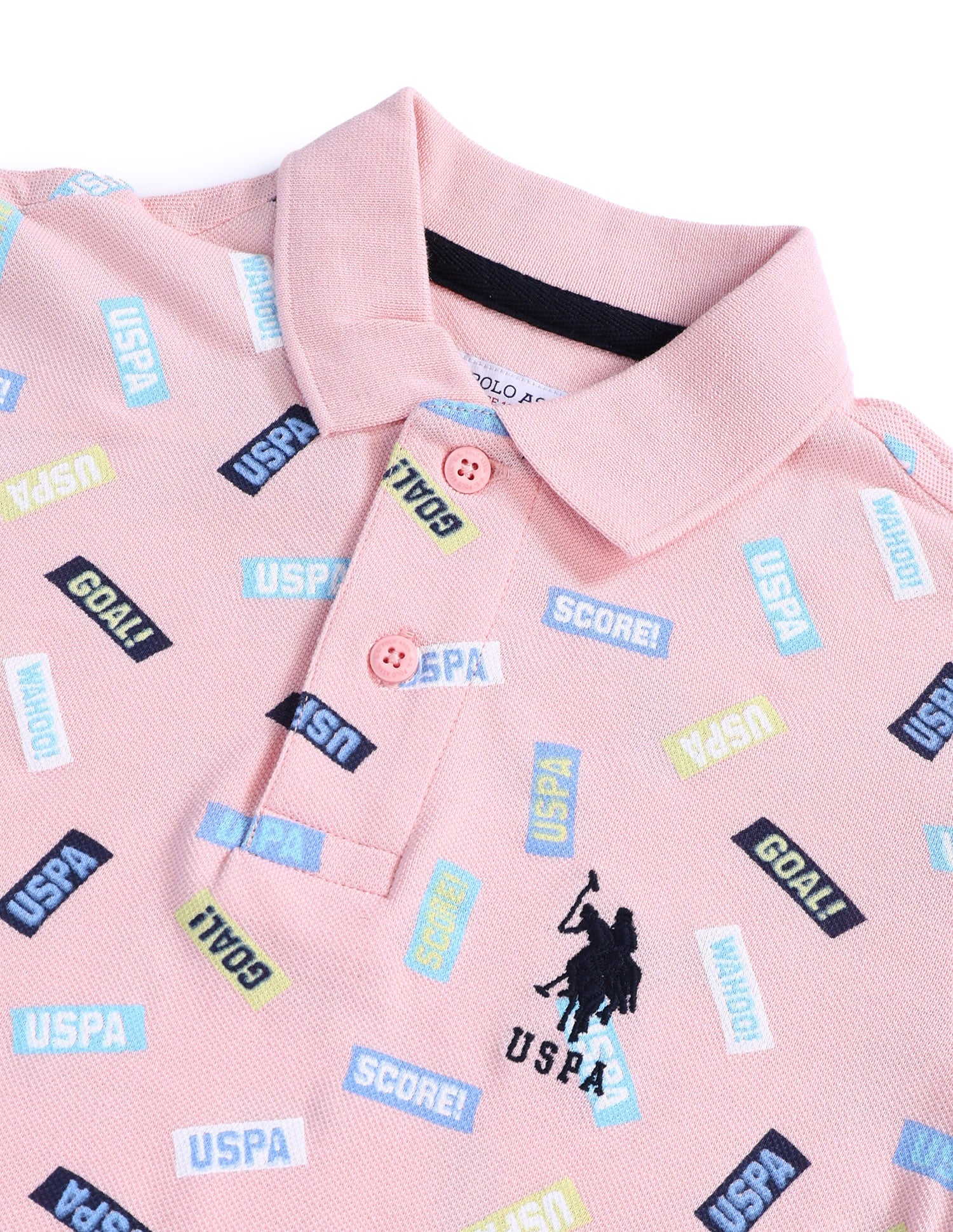 Boys Typographic Printed Regular Fit T-Shirt Light Pink - U.S. POLO ASSN. | Large