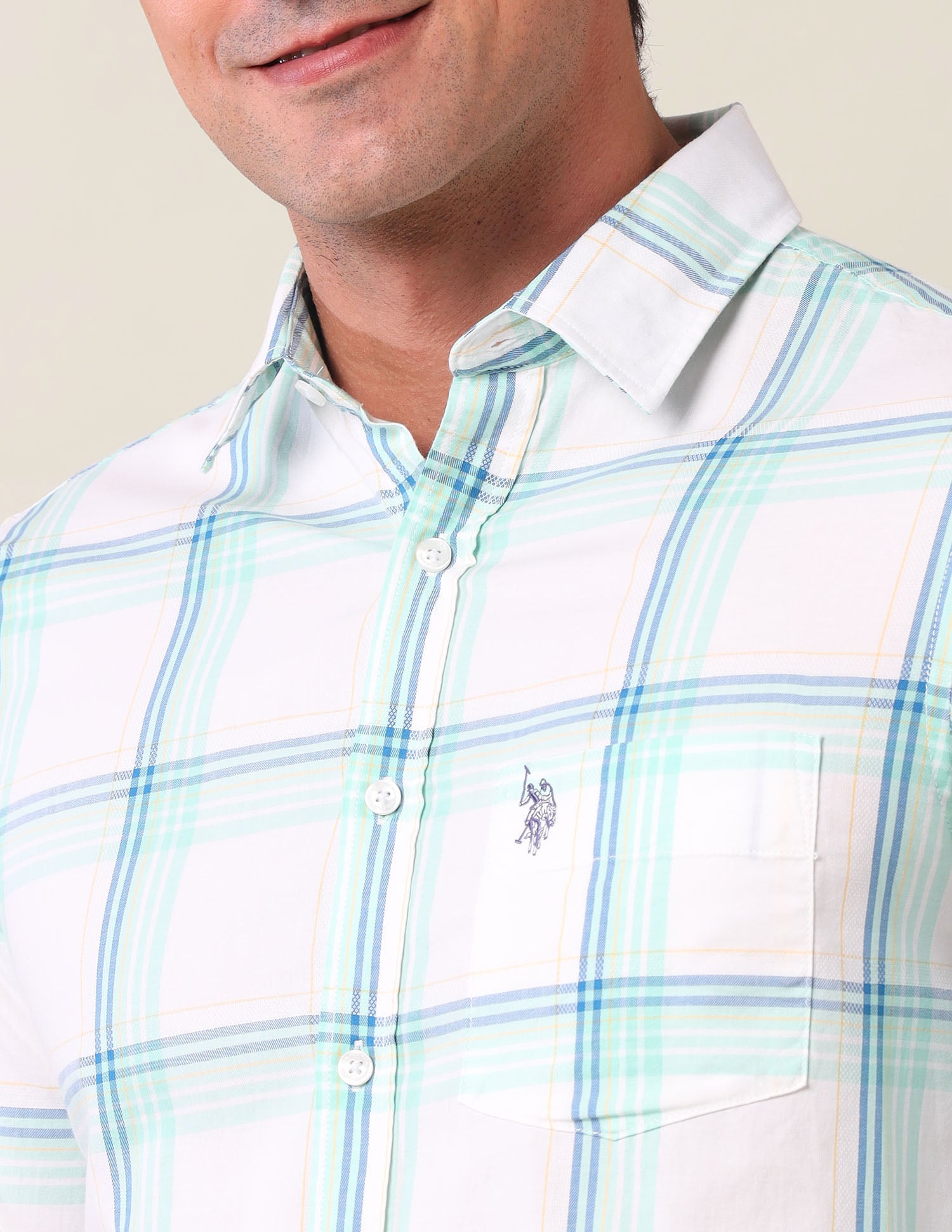 Dupplin Checked Tailored Fit Shirt Green - U.S. POLO ASSN. | Large
