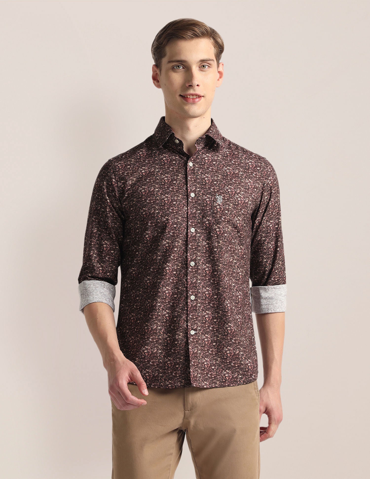 Spread Collar Floral Print Shirt Brown - U.S. Polo Assn. India | Large