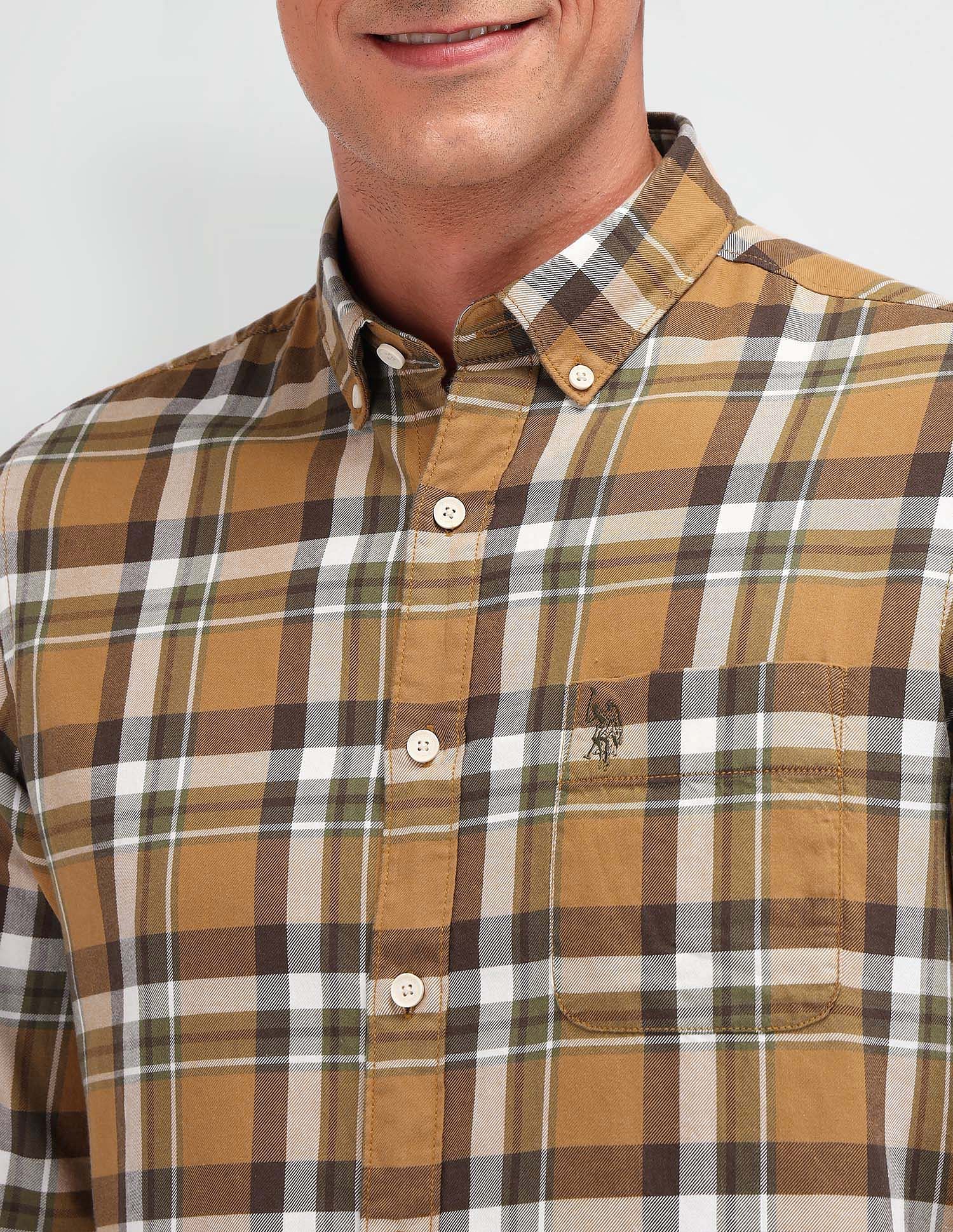 Slim Fit Twill Shirt Mustard - U.S. Polo Assn. India | Large
