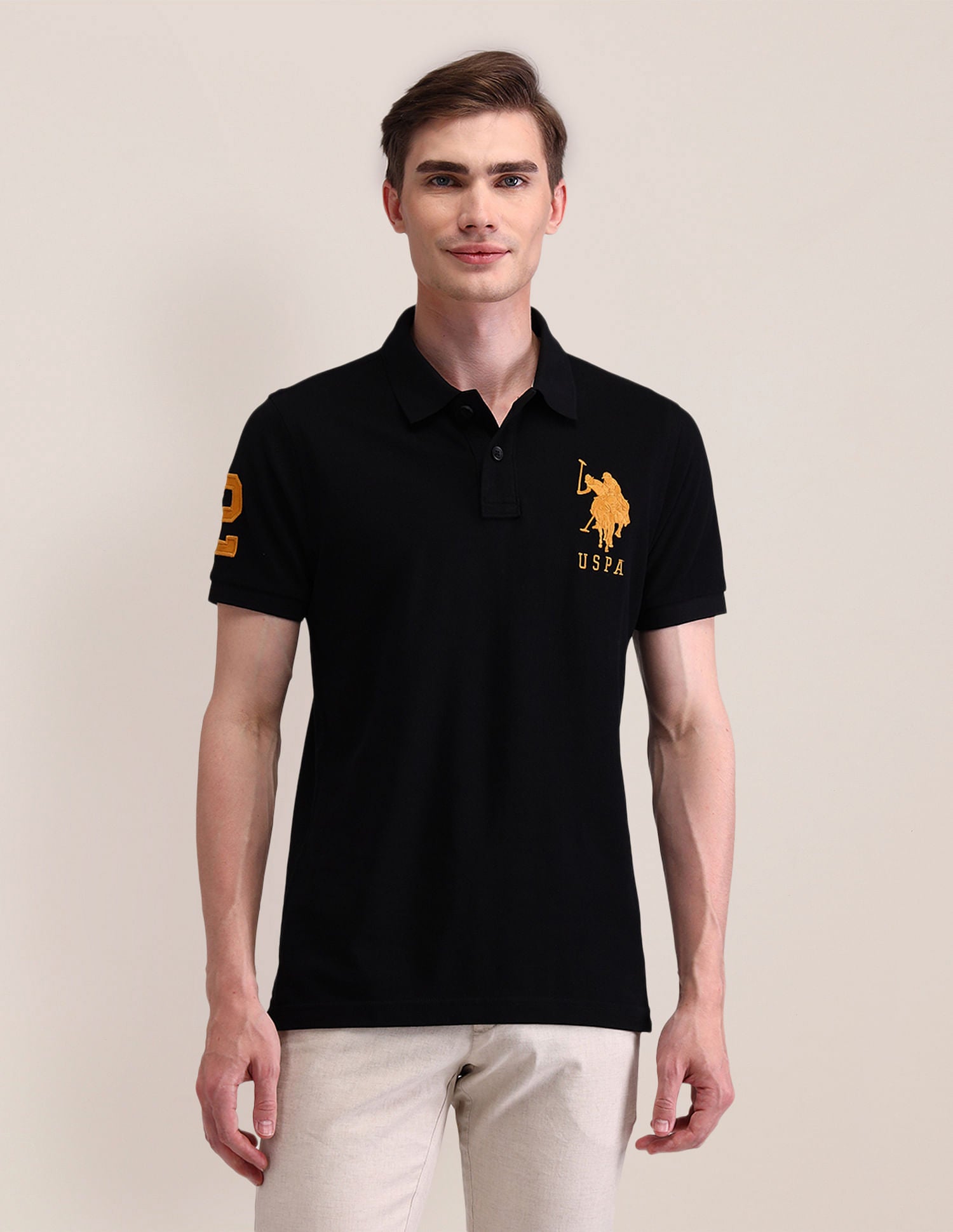 Solid Slim Fit Polo Shirt Black - U.S. POLO ASSN. | Large