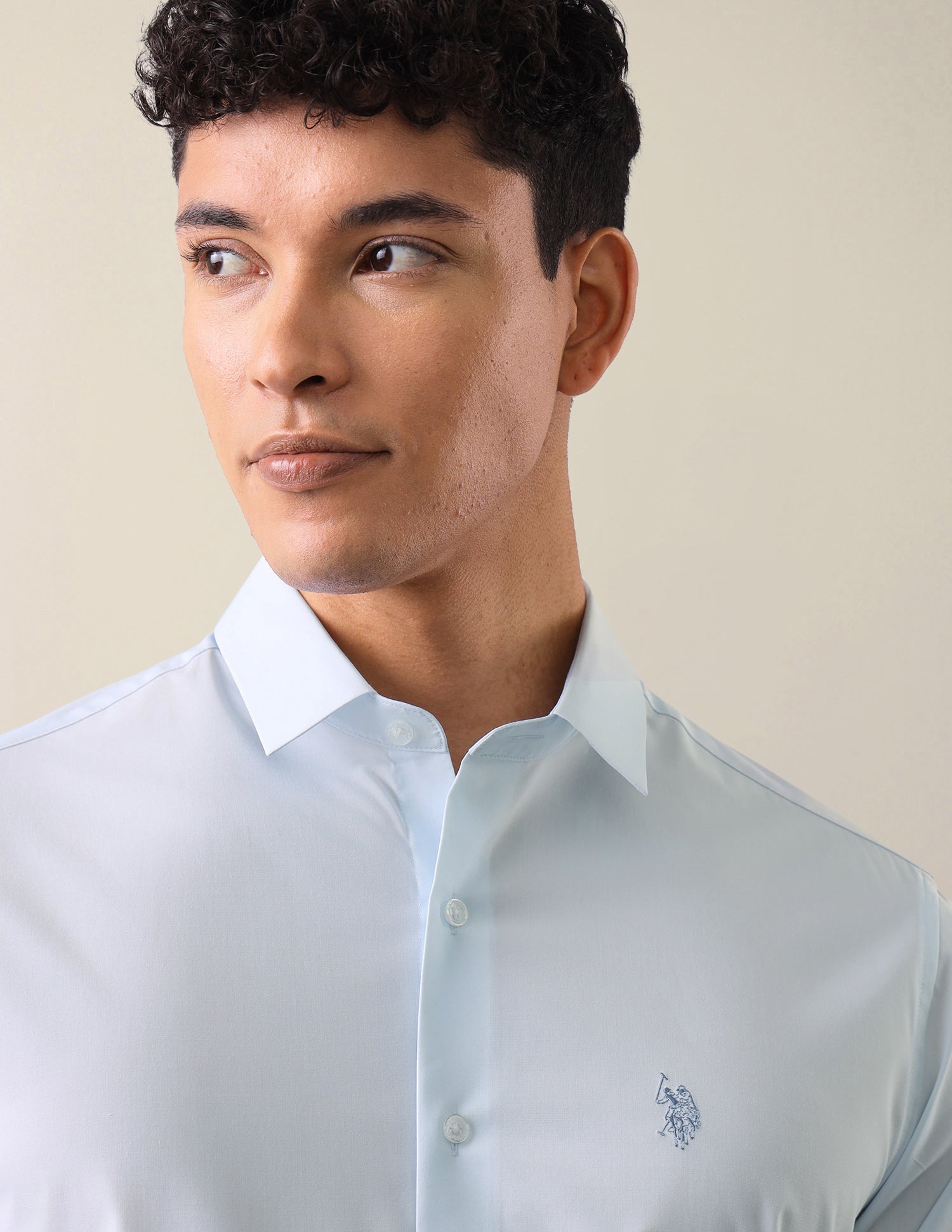 Solid Tailored Fit Shirt Light Blue - U.S. Polo Assn. India | Large