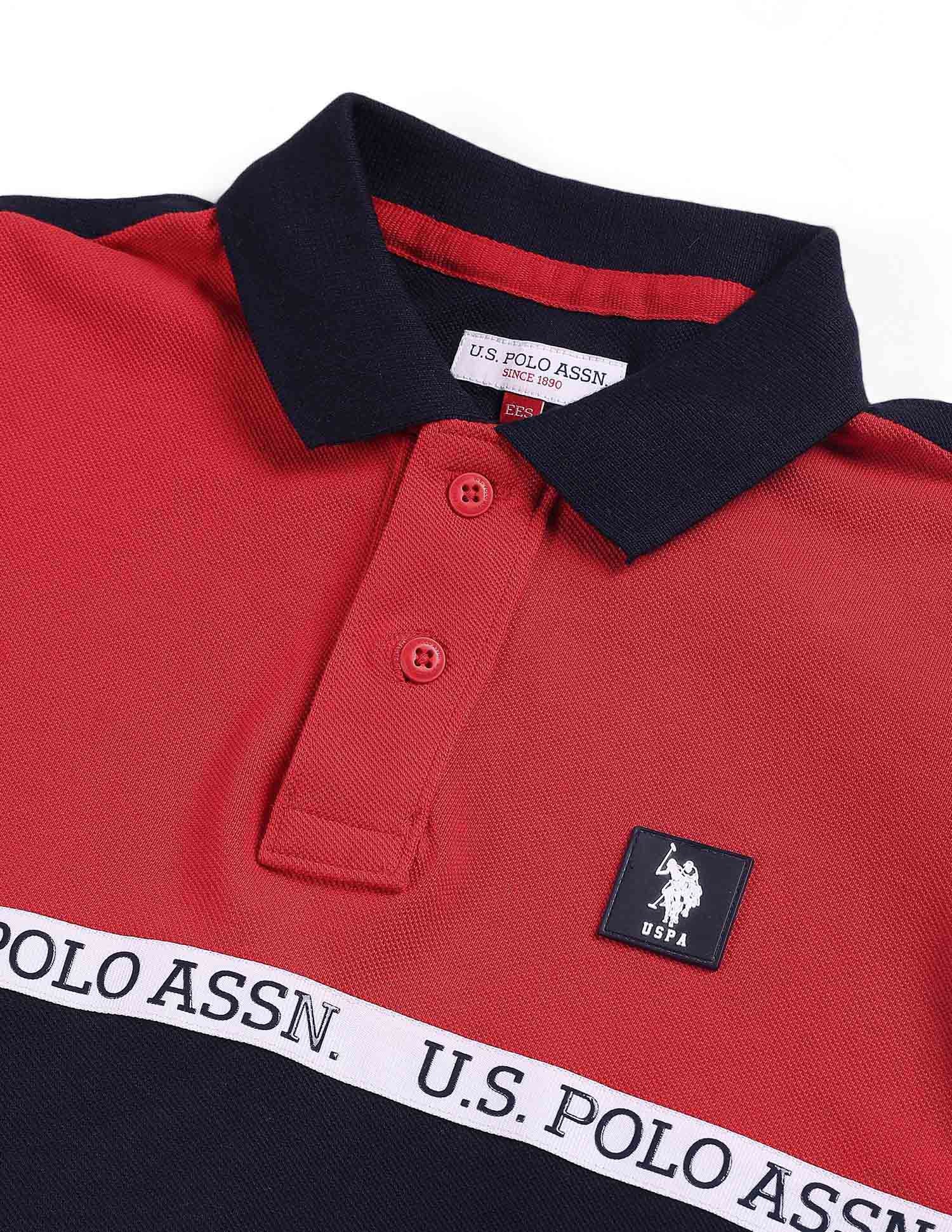 Boys Colour Block Polo Shirt Red and Navy - U.S. POLO ASSN. | Large