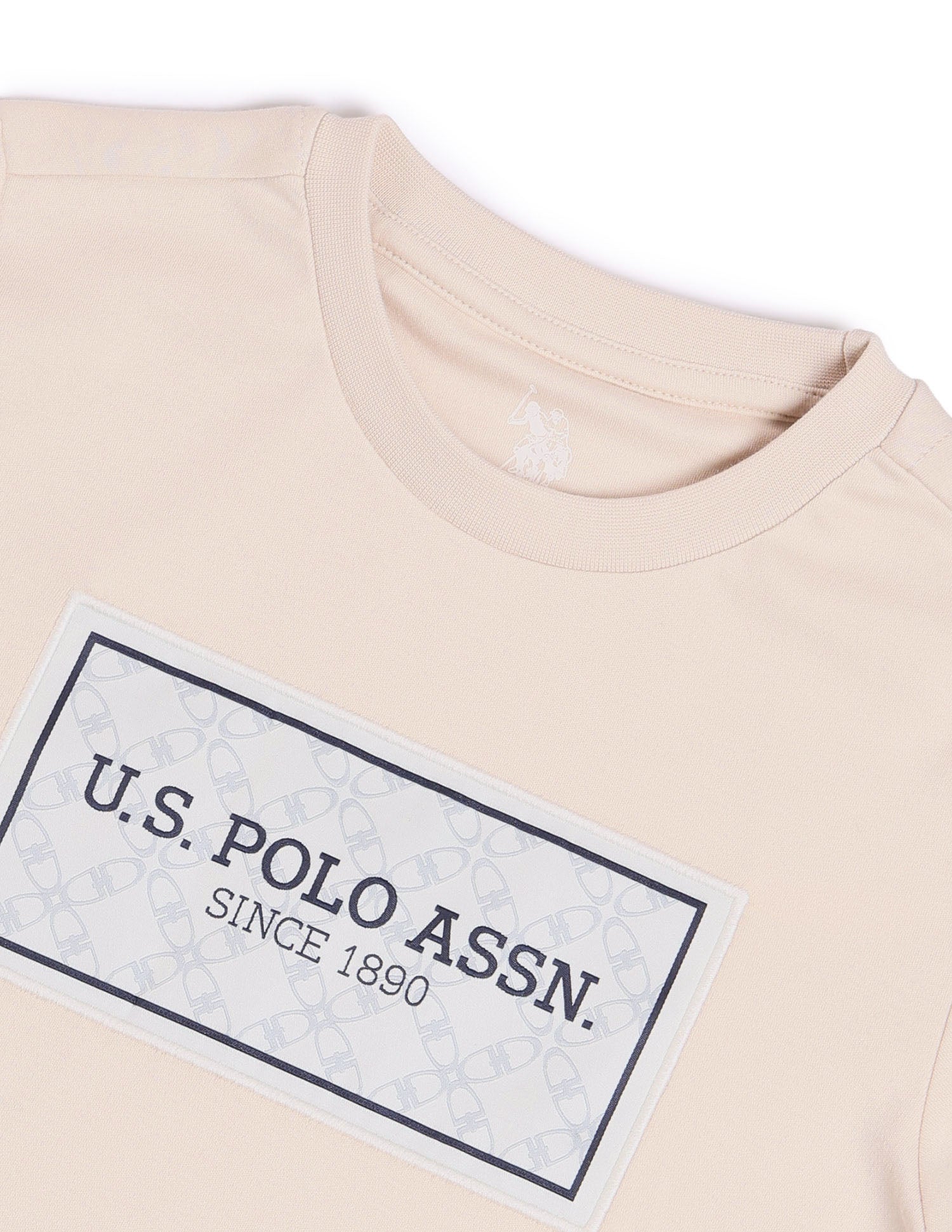 Boys Brand Printed Regular Fit T-Shirt Beige - U.S. POLO ASSN. | Large